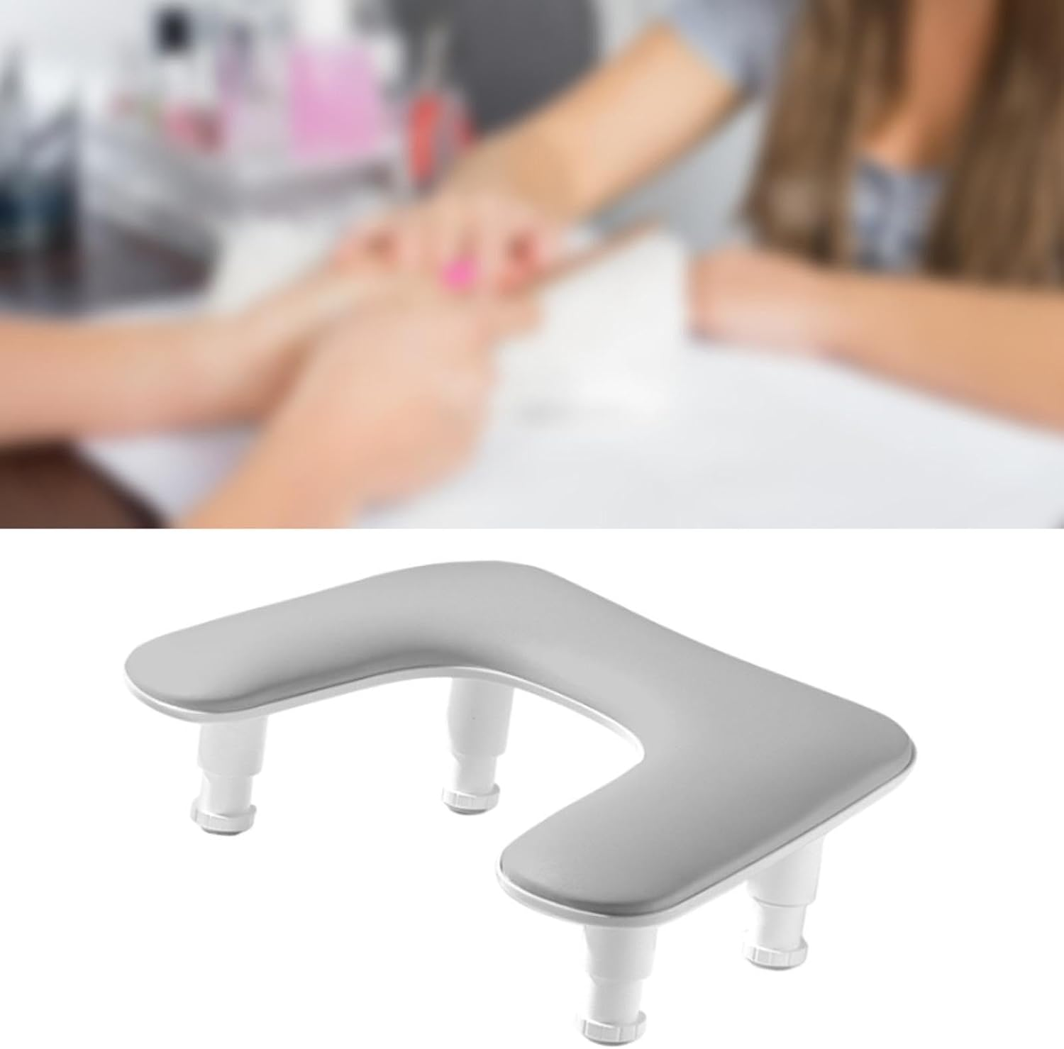 "Abbraccia" U Shape Nail Arm Rest Stand Soft Portable Comfortable Professional Arm Support Nail Hand Pillow for Home DIY, Grey image number 3