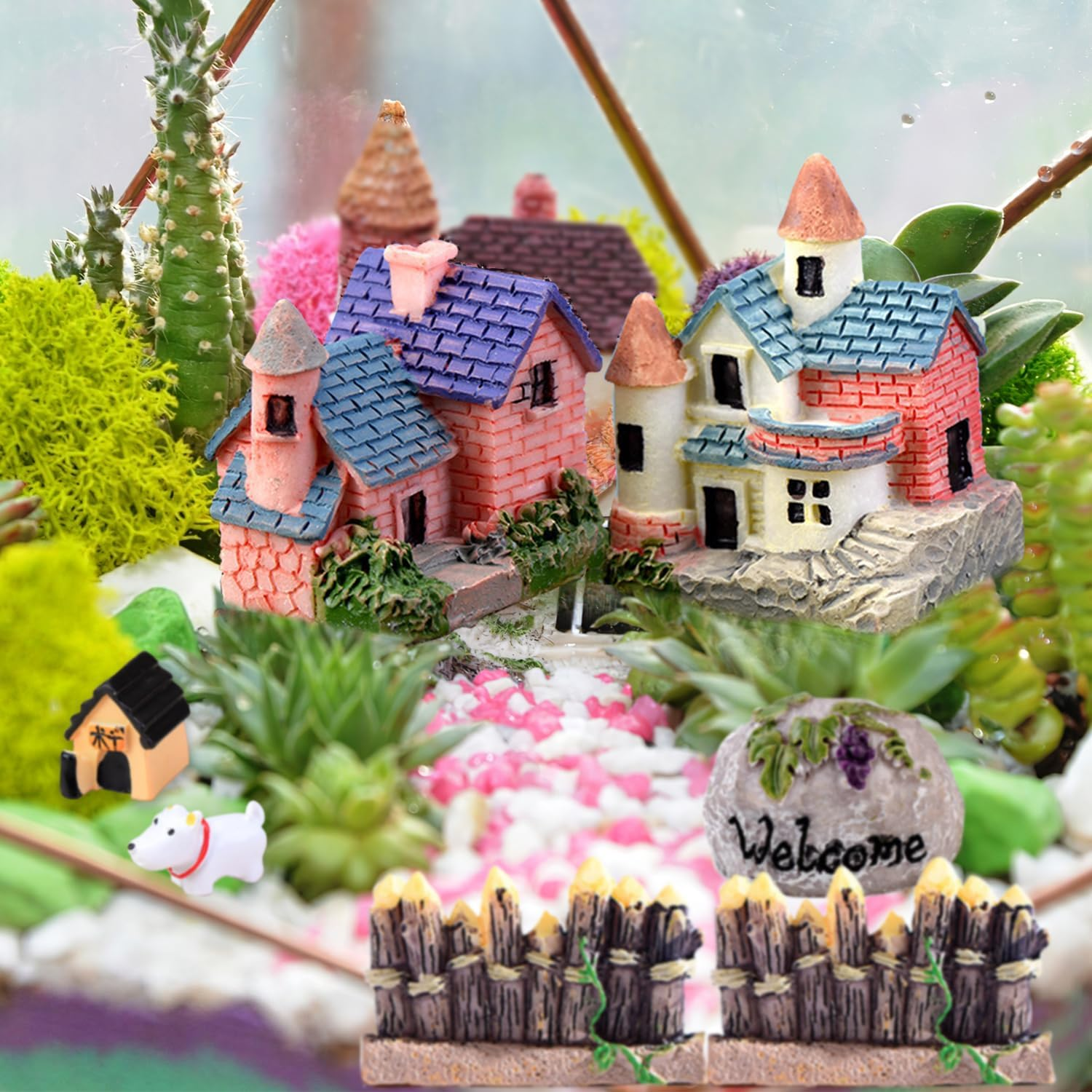 CHAKANLX Fairy Garden Accessories, Fairies Welcome Garden Kit, 48Pcs Miniature Fairy Garden Ornament for Christmas Decoration Fairy Garden Potted Plant Desk Decor image number 5