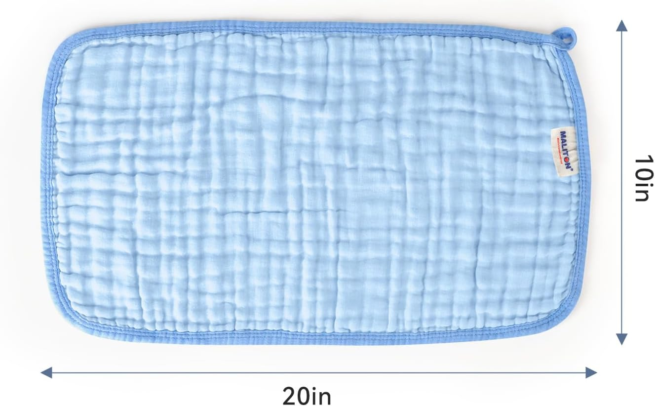 Maliton Muslin Cloths for Baby Boys& Girls, 6Pk 50X25Cm Burp Cloths, 100% Cotton Absorbent& Soft& Breathable 6 Layers Muslin Cloths Baby for Essentials for Newborn(Blue, 6+1 Pack) - Pink image number 7
