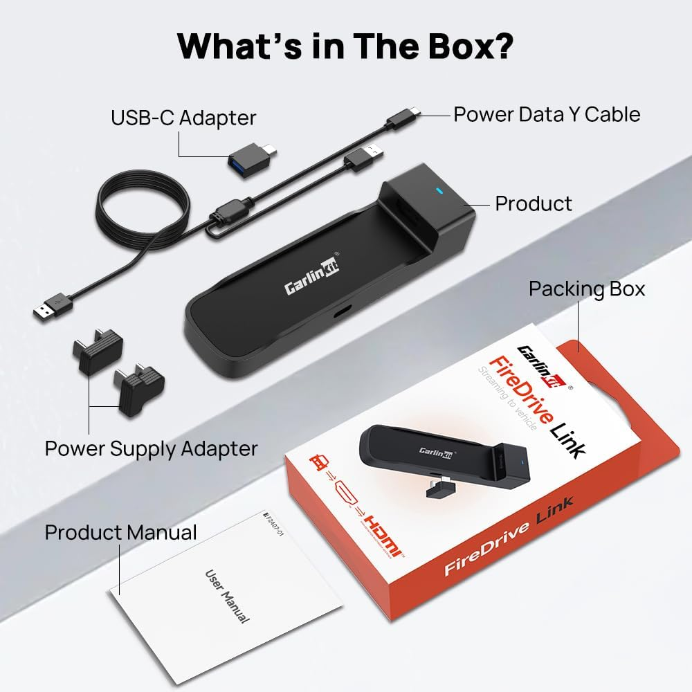 Carlinkit 2025 Firedrive Link, Car TV HDMI Adapter, Car TV Mate, Car Hdml Multimedia Adapter Design for TV Stick, Convert Wired Carplay to HDMI for TV Stick Streaming, Only Fit for OEM Carplay Cars