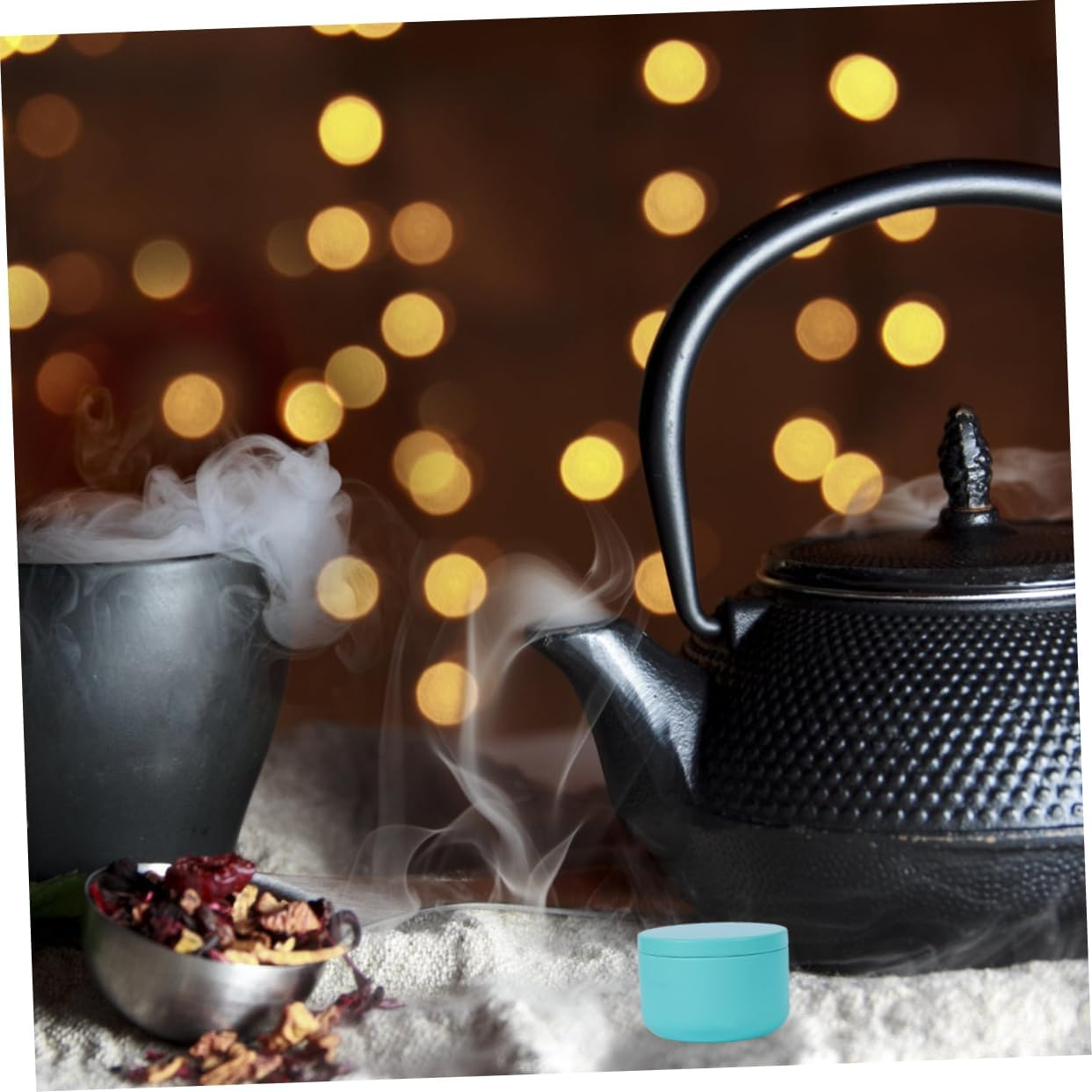 HAKIDZEL Mini round Tinplate Box with Lid, 4Pcs Small Metal Storage Tins for Tea, Coffee, Spice, Kitchen Canisters, Universal Mini Tin Container Set for Home Organization Random Color image number 4