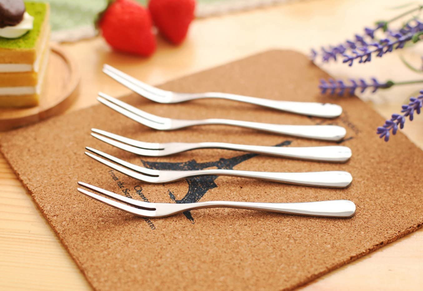 Crab Stainless Steel Forks,Escargot Forks 2 Prong Tasting Appetizer Forks Portable Cocktail Salad Fruit Forks for Party Travel, 5 Inches (15Pcs) image number 2