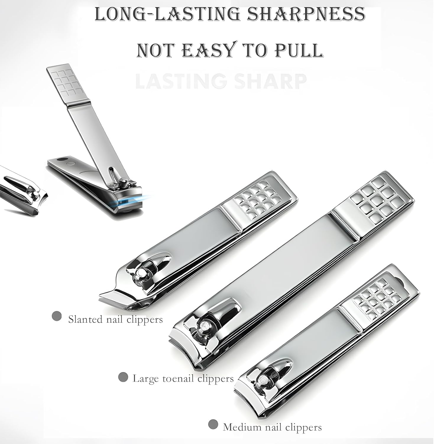 Manicure Set, 16 Pcs Stainless Steel Pedicure Kit Professional Nail Clippers Manicure Kit Personal Nail Care Kit with Pattern Leather Black Travel Case, Portable Grooming Kit for Men and Women image number 4