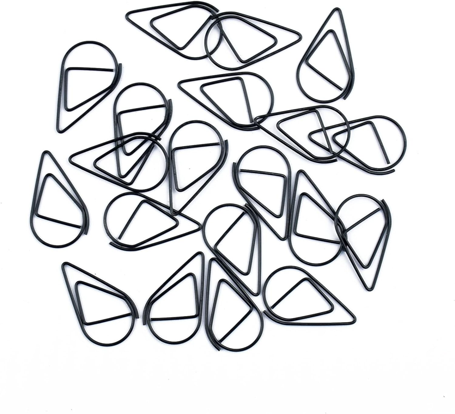 50Pcs Small Golden Paper Clips, Water Drop-Shaped Paperclips Bookmarks for Office Stationery Document, Memo, Poster, Photo (Blue)