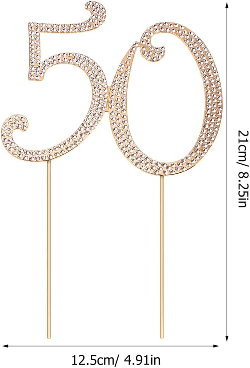 Toddmomy 50 Gold 50Th Anniversary Bling Rhinestone 50Th Birthday Crystal Cake Decoration image number 6