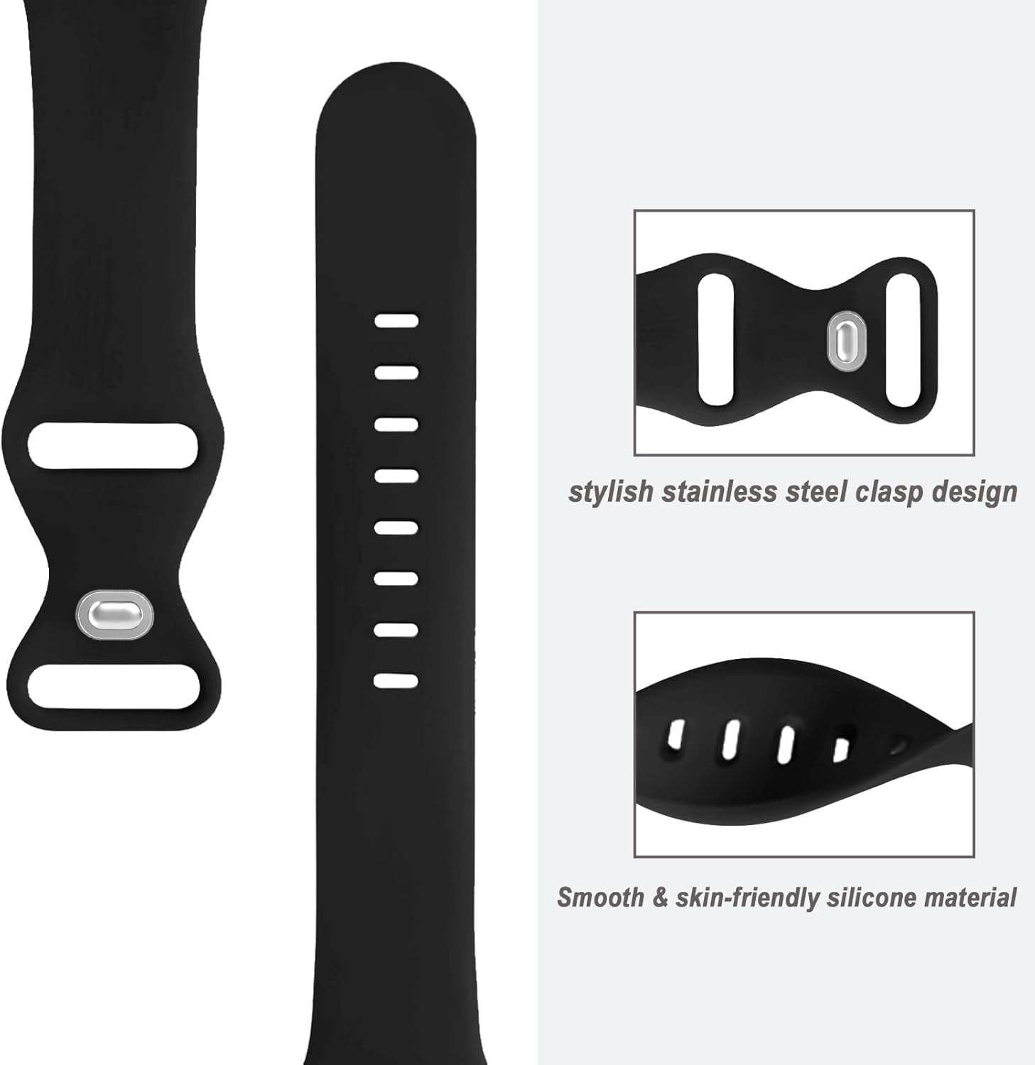 Sport Silicone Strap for Apple Watch Band 38Mm 40Mm 41Mm 42Mm 44Mm 45Mm 46Mm 49Mm Women, Butterfly Buckle Soft Waterproof Breathable Bracelets for Iwatch Ultra 3 SE 3 Series 11/10/9/8/7/6/5/4/3/2/1 image number 7