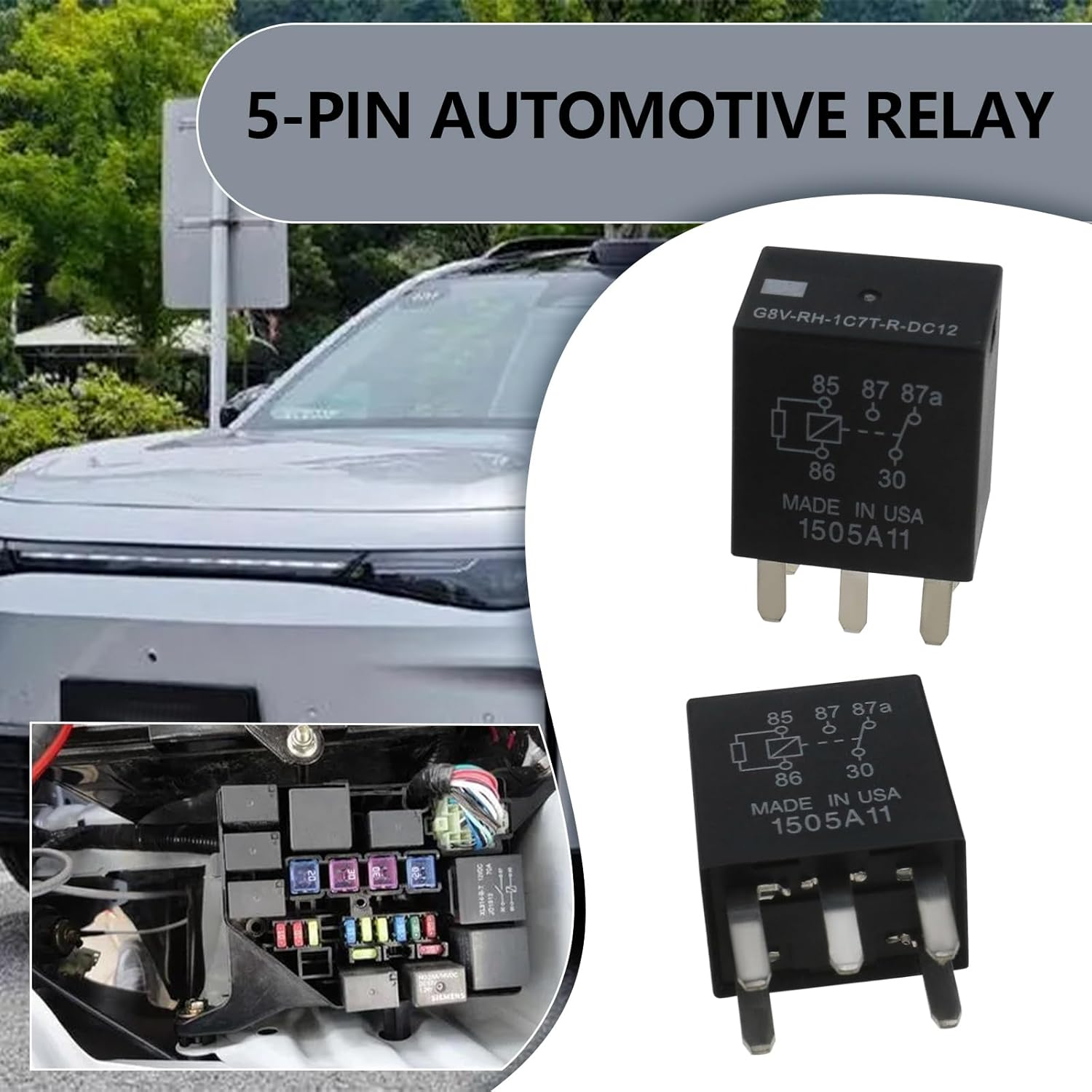 YINETTECH 2PCS 5 Pin Automotive Relay Replacement G8V-RH-1C7T-R-DC12V SPDT Car Relay Switch Auto Relay Contactor for Automobiles Ships Motorboats