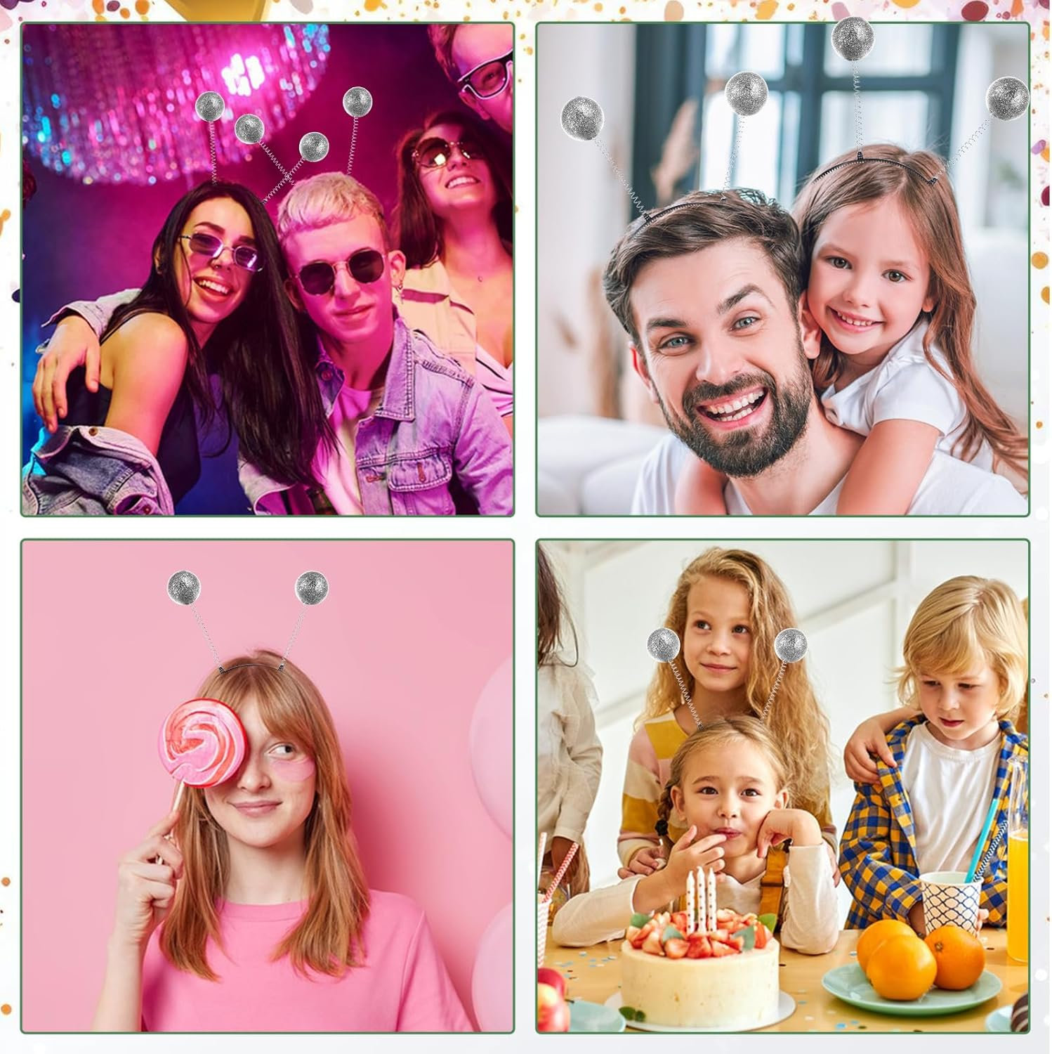 Alien Headband for Adults Women, Glitter Alien Costome Accessories Alien Antenna Headband for Space Theme Party Costume Outfit image number 3