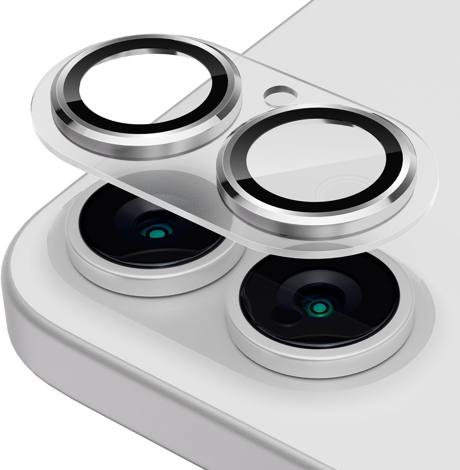 Cloudvalley for Iphone 16 /Iphone 16 plus Camera Lens Protector [With Tranparent Full Coverage Base], [AR+AF 98% Transmittance] Anti-Scratch Tempered Glass Cover, HD Clear Screen Protective,Teal