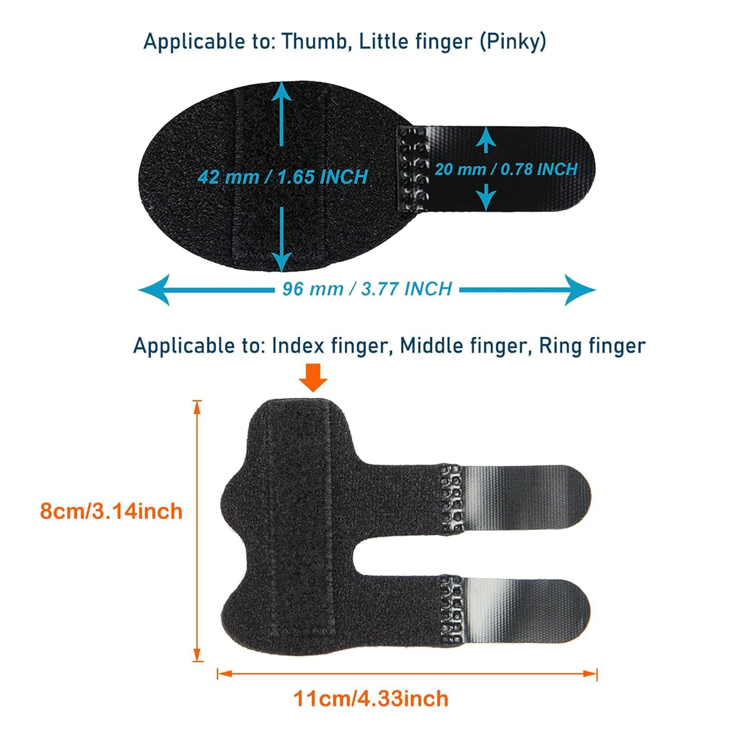5PCS Finger Splint Set - Adjustable Mallet Finger Splint with Aluminum Strip for Broken Finger, Arthritis Support, Thumb to Little Finger Relief (Black) image number 1