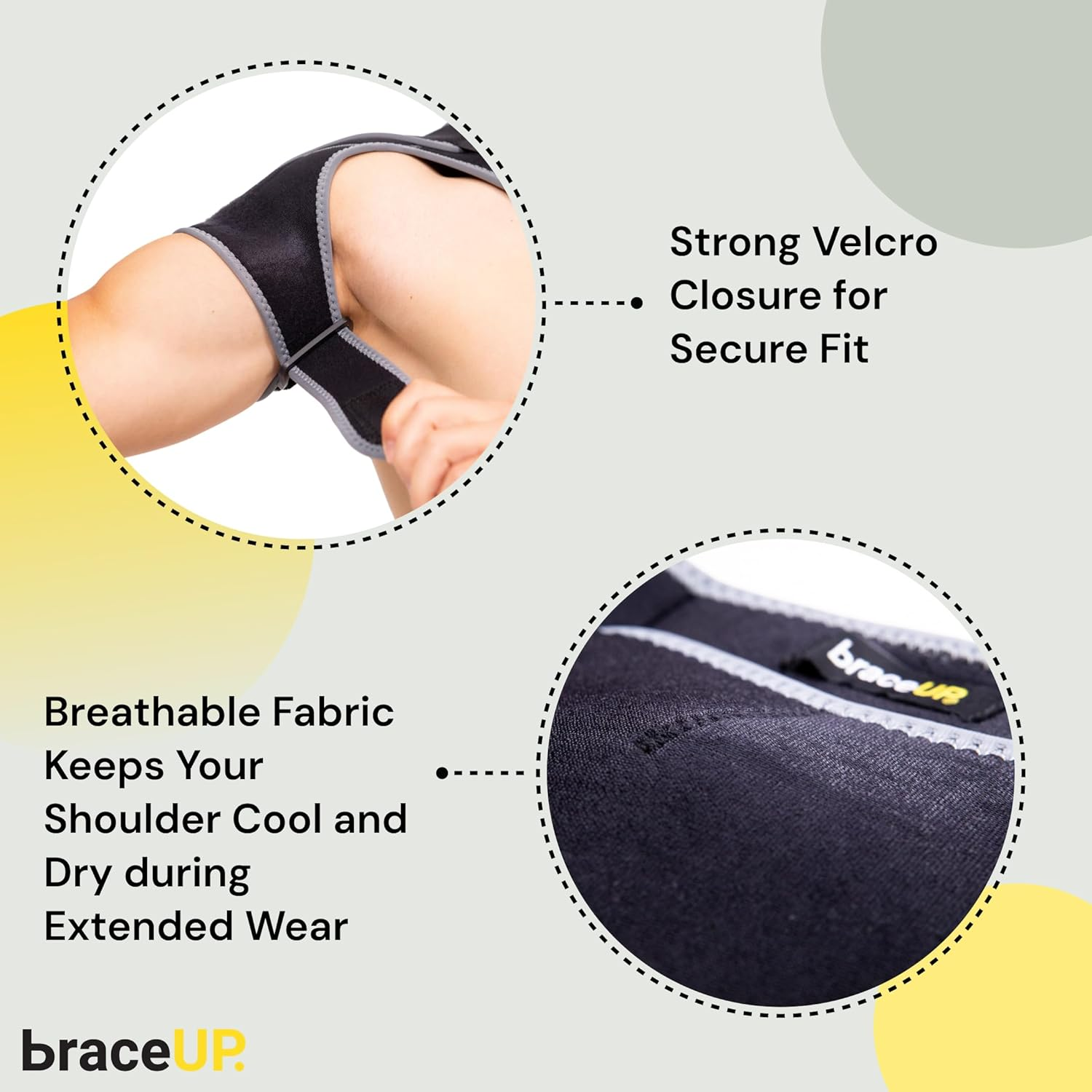Braceup Shoulder Brace with Adjustable Support and Ice Pad Pocket for Pain Relief, Rotator Cuff Recovery, and Injury Prevention - Ideal for Men and Women, One Size Fits Most image number 3