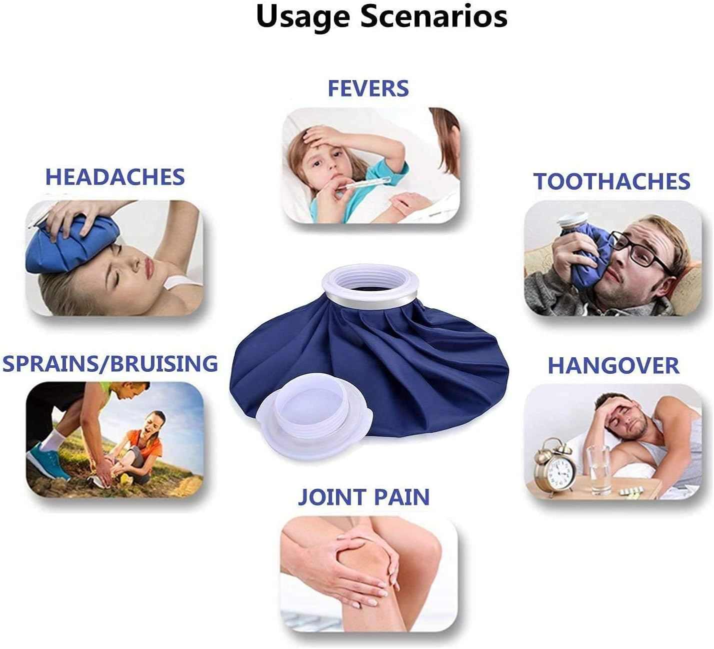 3 Pack Hot & Cold Reusable Ice Bags,First Aid Ice Bag, Soft, Flexible Waterproof Portable Ice Bag for Sports Injuries, Sprains, Strains, Swelling, Headache, Etc. (S+M+L) image number 4