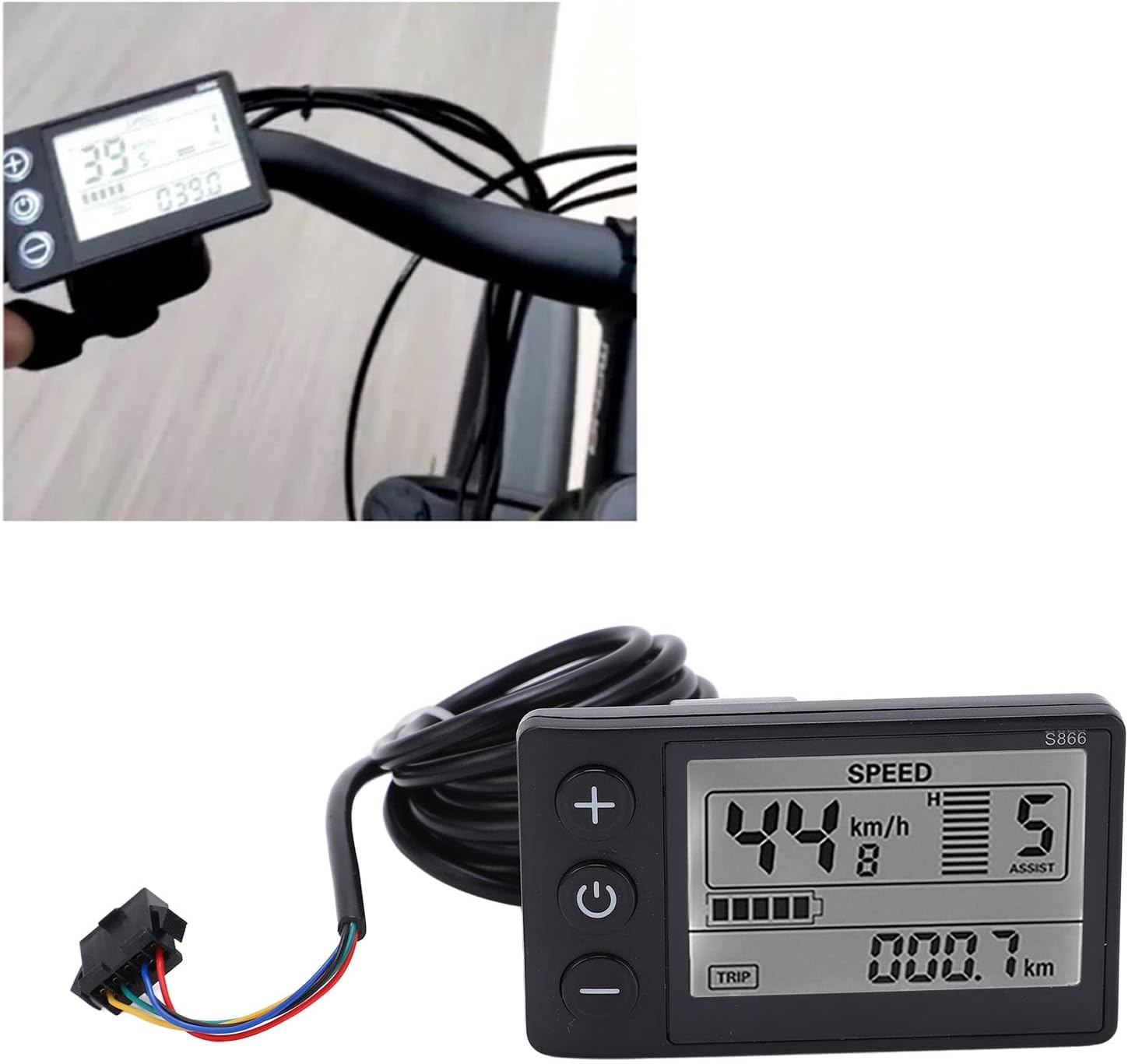 S866 LCD Display, Waterproof Bike Computer, 24V 36V 48V Electric Bicycle LCD Display Meter Large Screen E Bike Display Meter Control Panel with SM Plug for Electric Bicycle Scooter image number 5