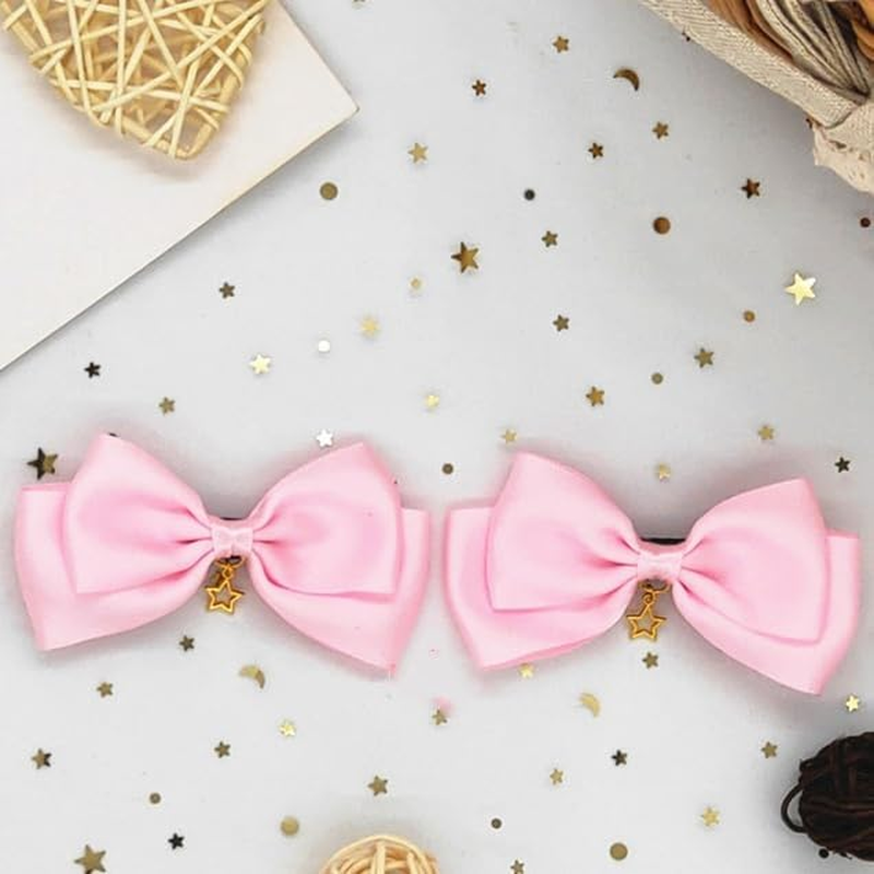 Ribbon Clip with Star Charm, Set of 2, Pink image number 1