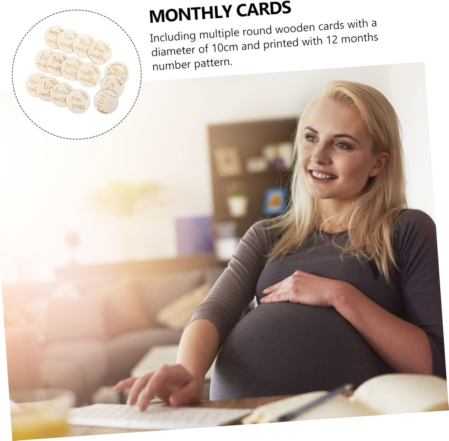 Kisangel Wooden Milestone Cards Newborn Monthly Photo Cards Greeting for Boys and Girls image number 5