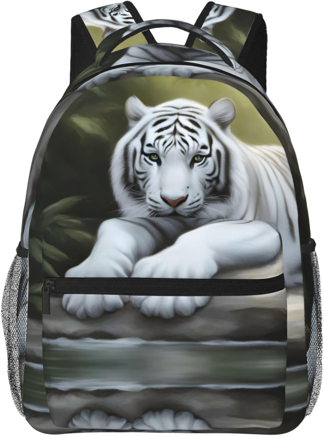 SSIULUS White Tiger Print Versatile Daypack Laptop Backpack &Acirc;&euro;&ldquo; Stylish Casual Travel Bag for All Your Needs, Black, One Size, Daypack Backpacks image number 4