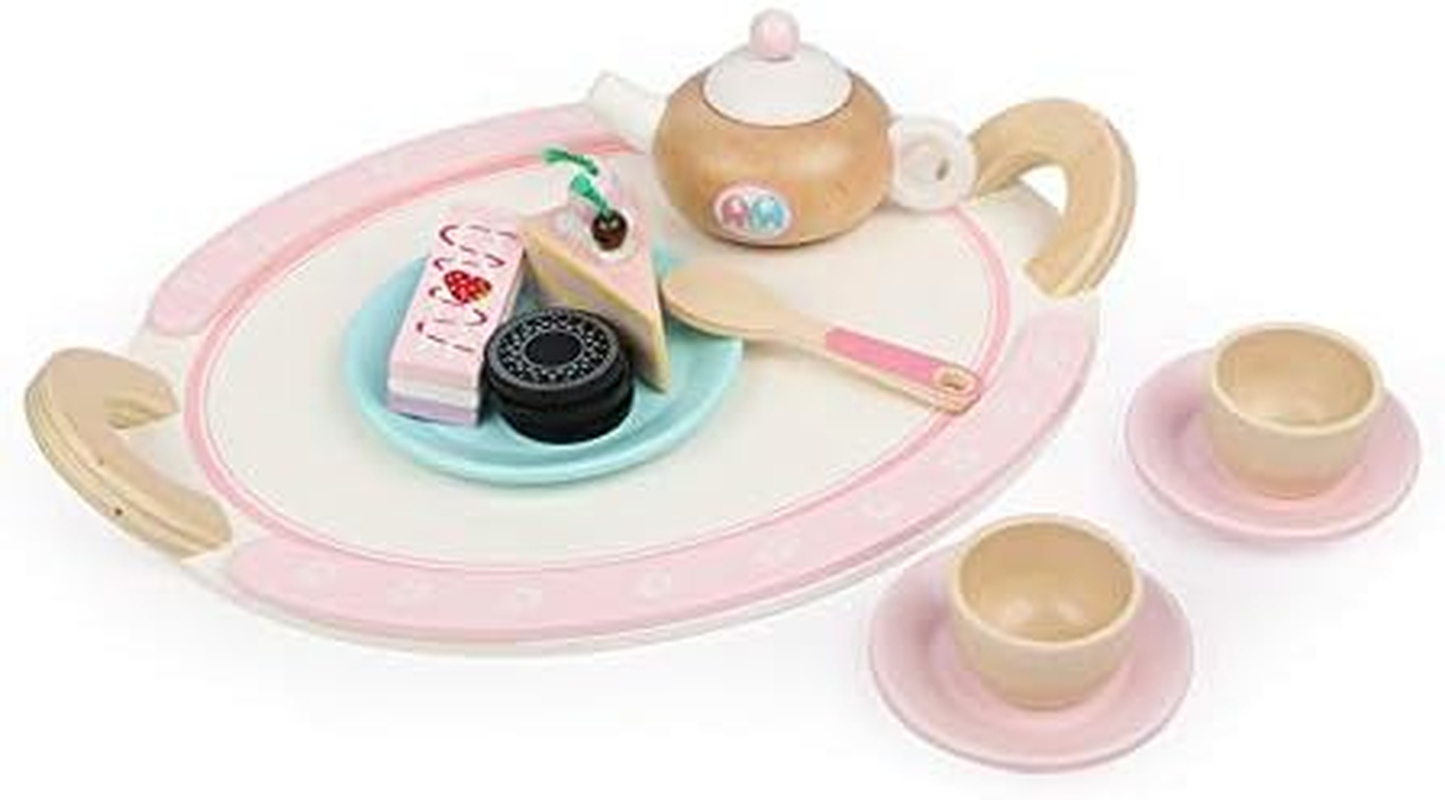Durable Wooden Kids Pretend Play Food Toy Cooking Tea Set Childrens Tea Party Fun Tea Cups Saucers image number 2