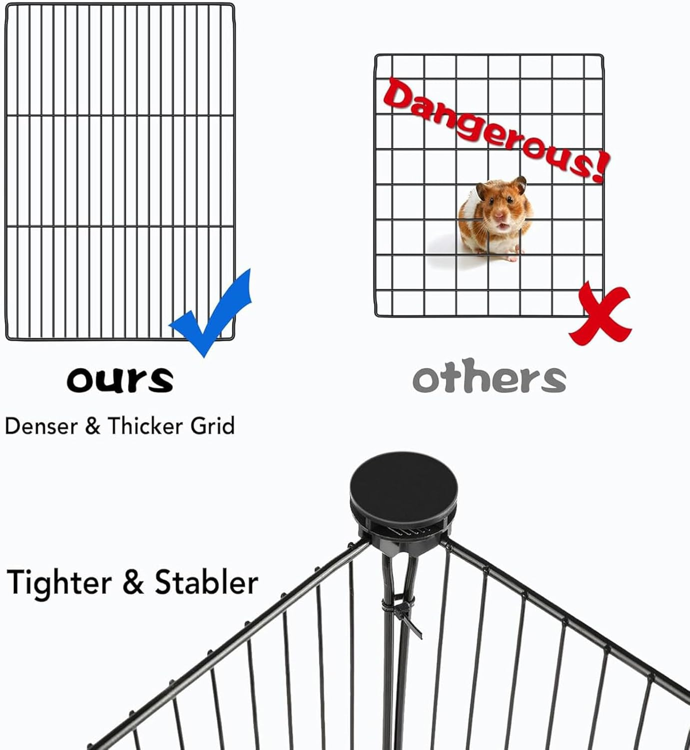 Ricjurzzty 12 Panels Small Animal Playpen,Pet Playpen with Waterproof Mat, Cage for Guinea Pigs,Puppy Play Pen,Bunny Playpen,Indoor Outdoor Portable Metal Wire Yard Fence