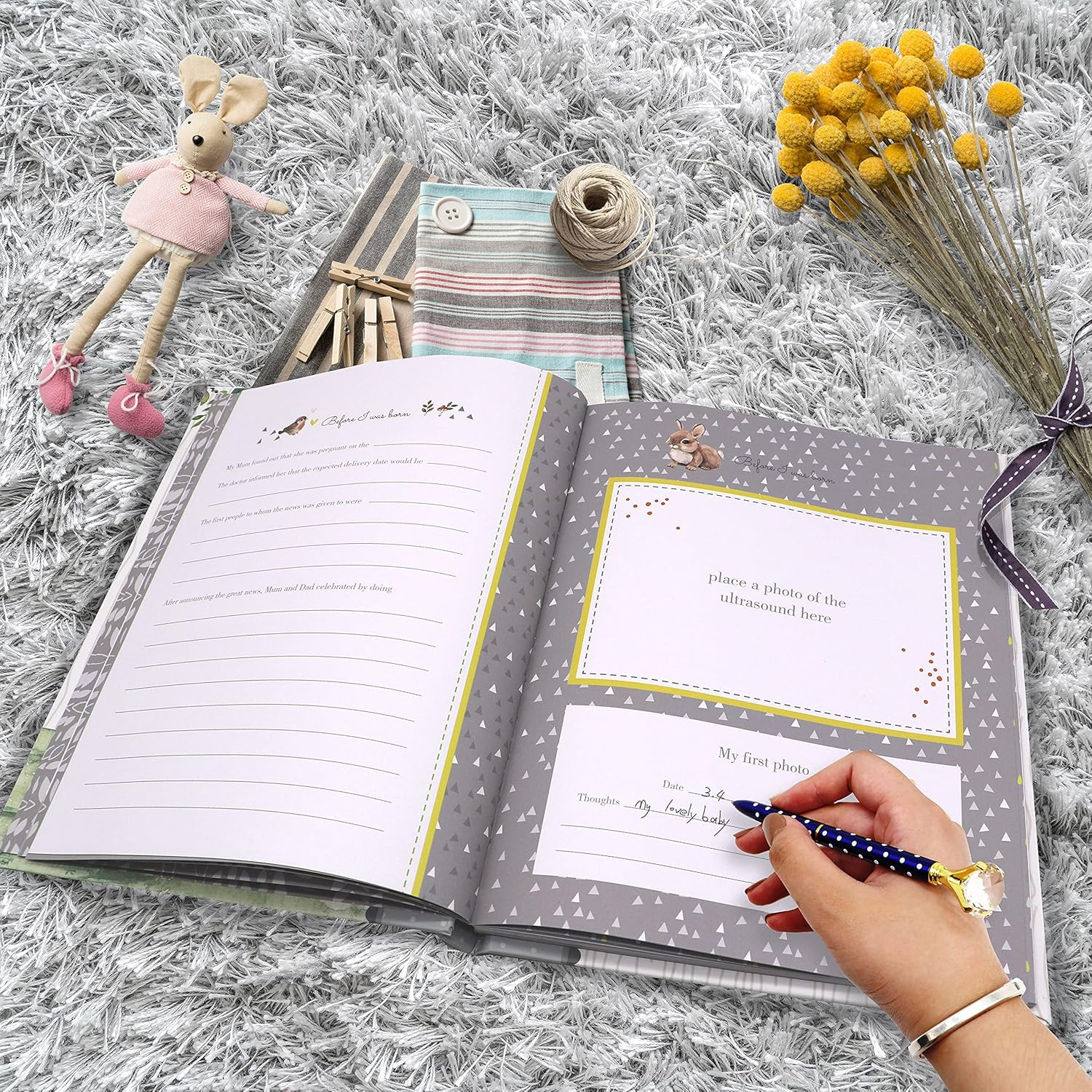 Holoary First 5 Years Baby Memory Book, 76 Colourful Illustrated Keepsake Journal Pages Record Book Album for Newborn Baby Boy or Baby Girl, Woodland Animals Design image number 6