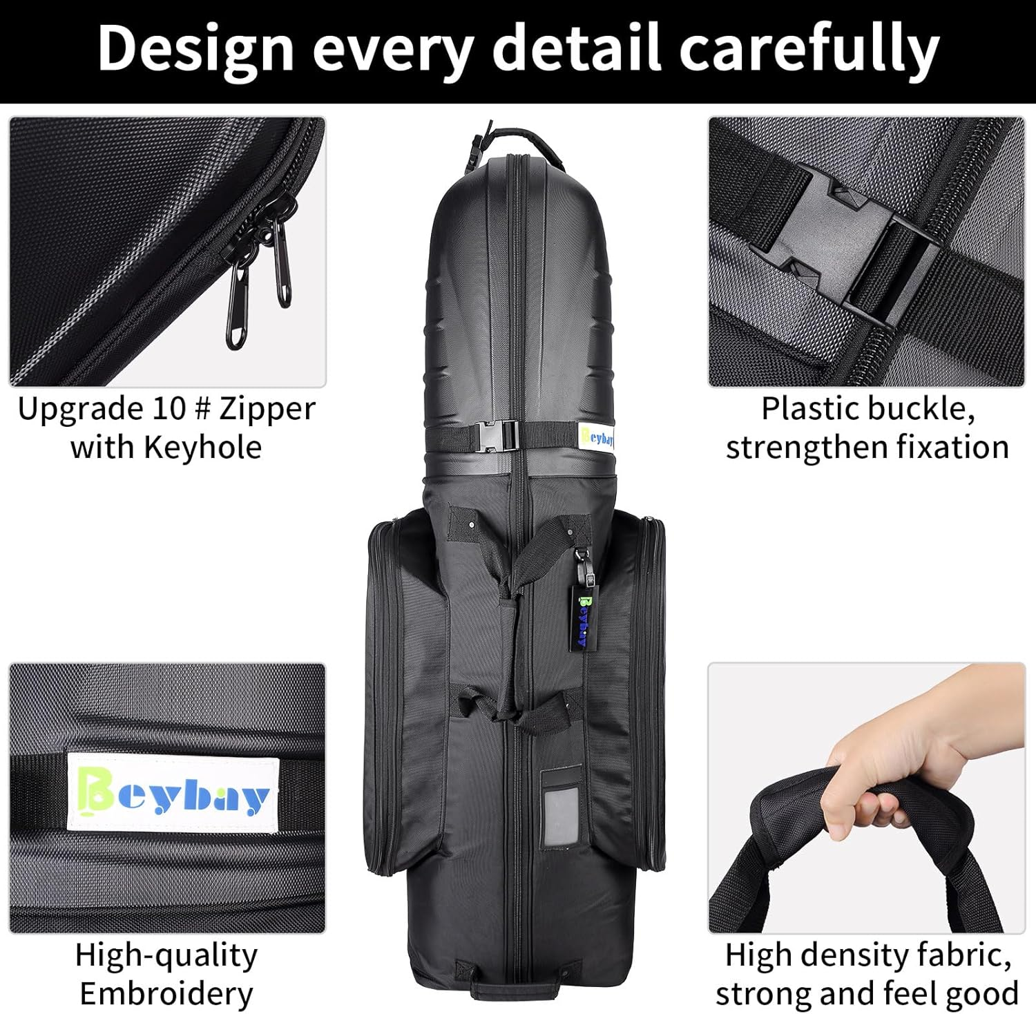 Golf Travel Bags for Airlines with Reinforced Wheels and Hard Case Top, Lightweight and Easy to Maneuver, Excellent Zipper Protect Your Clubs image number 3
