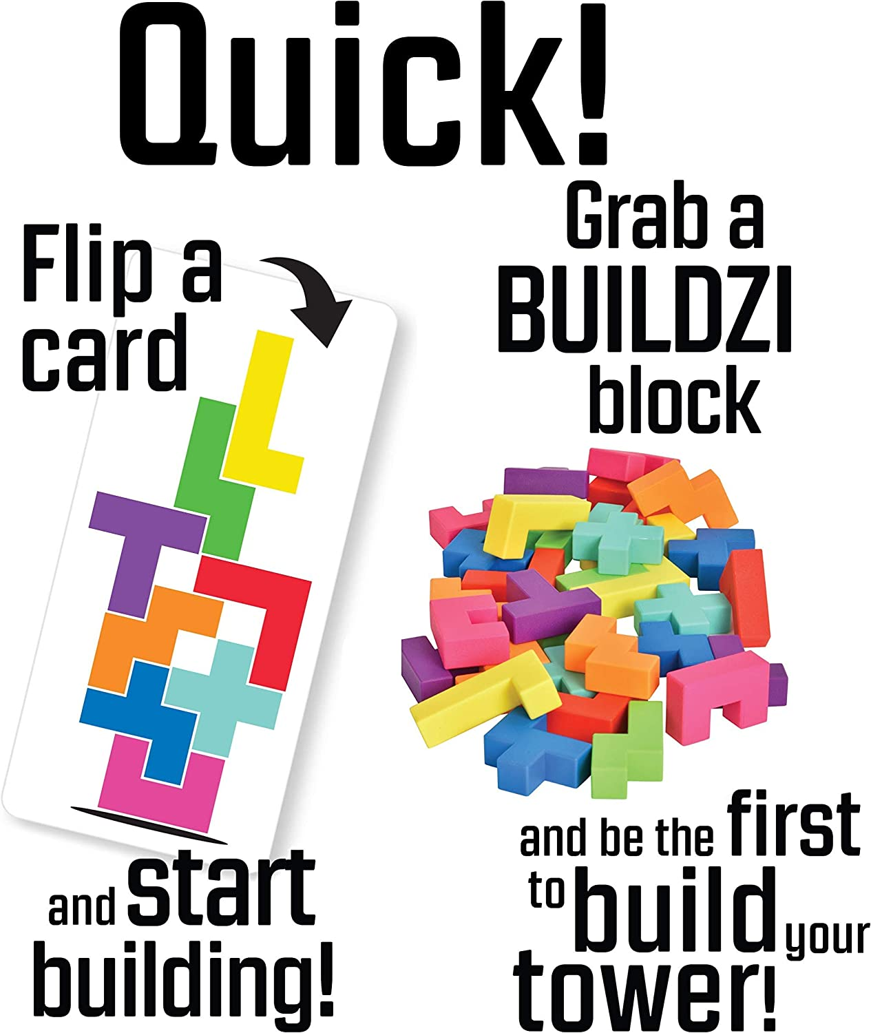 BUILDZI - the Fast Stacking - Nerve Racking - Block Building Game by Carma Games - Ages 6 to 96 image number 4