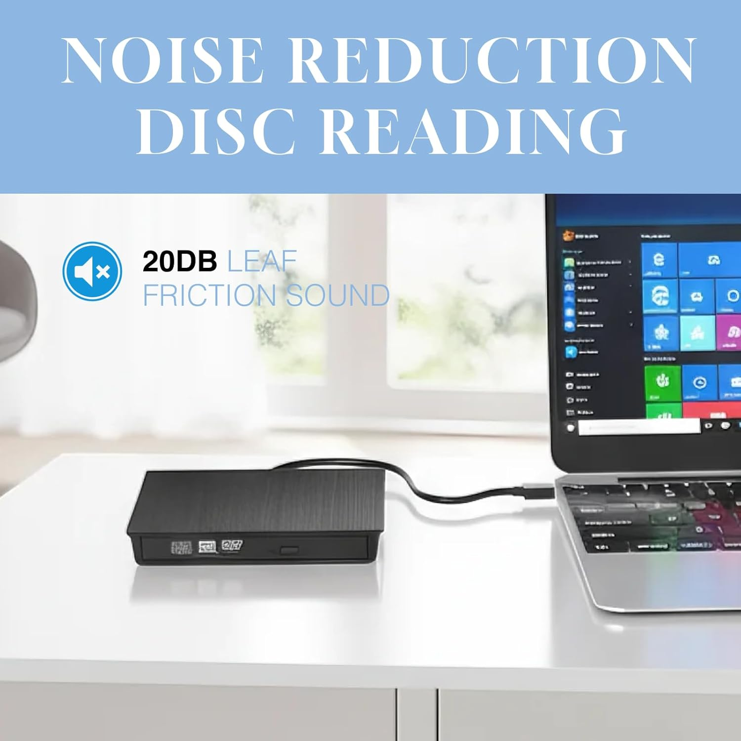 USB 3.0 External CD DVD Drive Slim Portable Optical Drive Player Writer Burner for Windows 10 8 7 XP Vista, Compatible with PC Laptop, High-Speed Read Write, Black image number 5