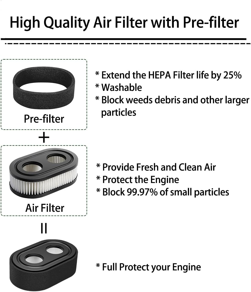 4Pack Air Filter Compatible with Briggs & Stratton 593260 798452 798339 5432 5432K, 550Ex 675Exi 725Exi Series Engines Model and More, Lawn Mower Air Filter Parts for Troy Bilt TB110 TB200 TB230 image number 2