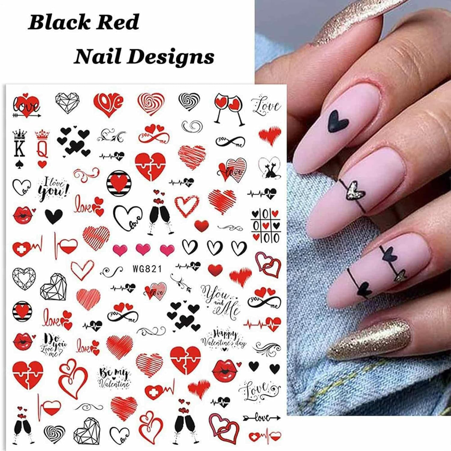 Stickers Decals, 3D Self Adhesive Nails, 6 Pieces Valentines Day & Decals, Manicure Accessories for Women Girls, Nails Decorations Supplier, Easy to Use image number 1