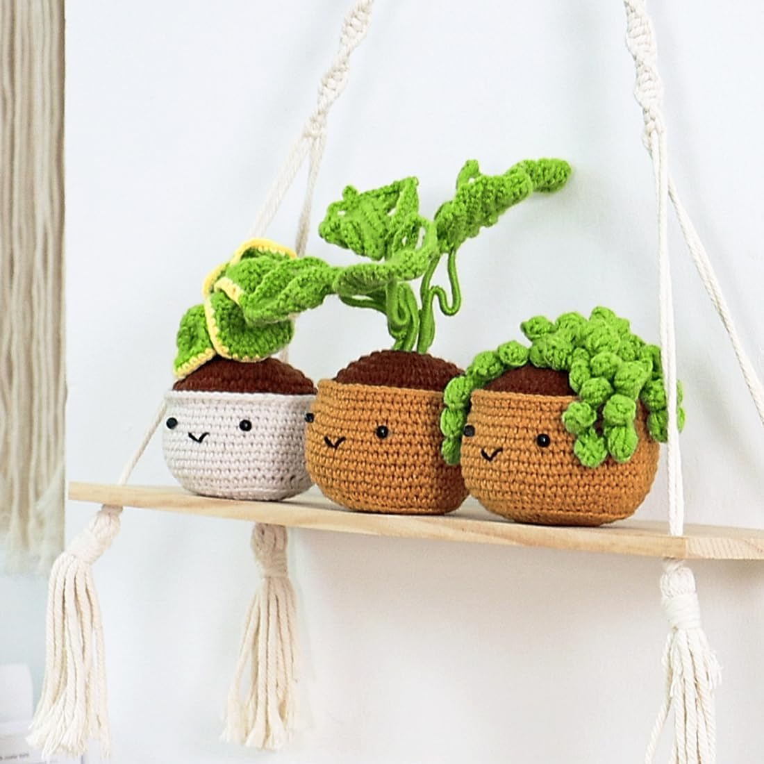 Crochet Kit for Beginners, 4 Pcs Crochet Plants Potted Cactus Kit, Crochet Starter Kits for Adults with Instruction, Hooks, Yarns, Filling, Knitting Craft DIY Crochet Gifts, Green image number 5