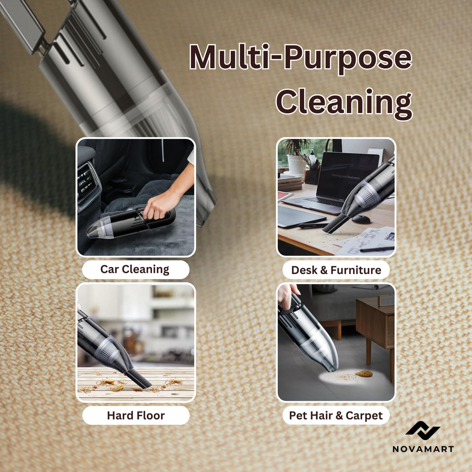 Cordless Car Vacuum Cleaner &ndash; 120W Power, USB Rechargeable, Dual 2000Mah Battery, Lightweight ABS, 0.5L Dustbin, Portable Handheld Auto Cleaner image number 5