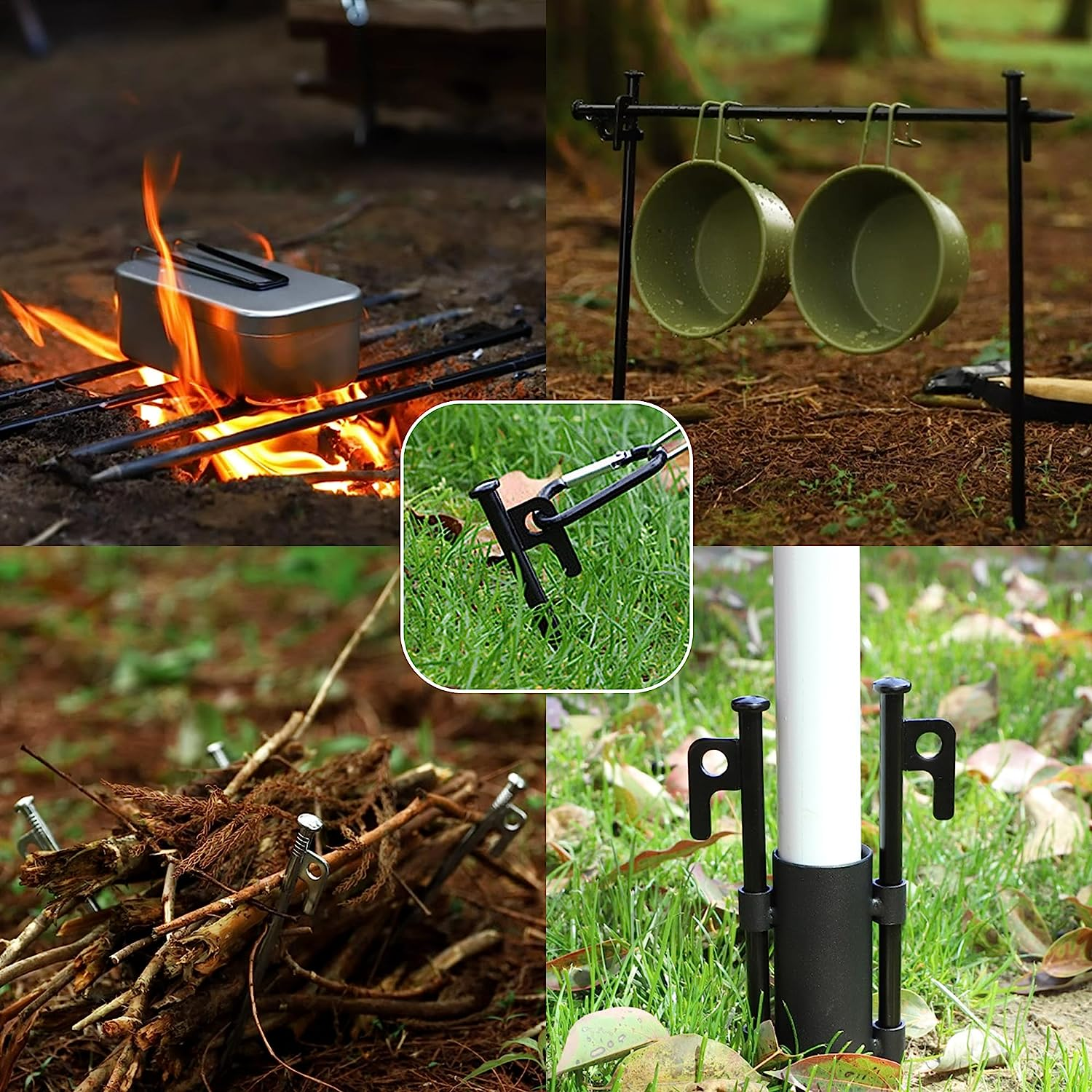 8 Pack Tent Stakes Heavy Duty 12 Inch Steel Tent Pegs for Camping Unbreakable and Inflexible-Orange image number 4