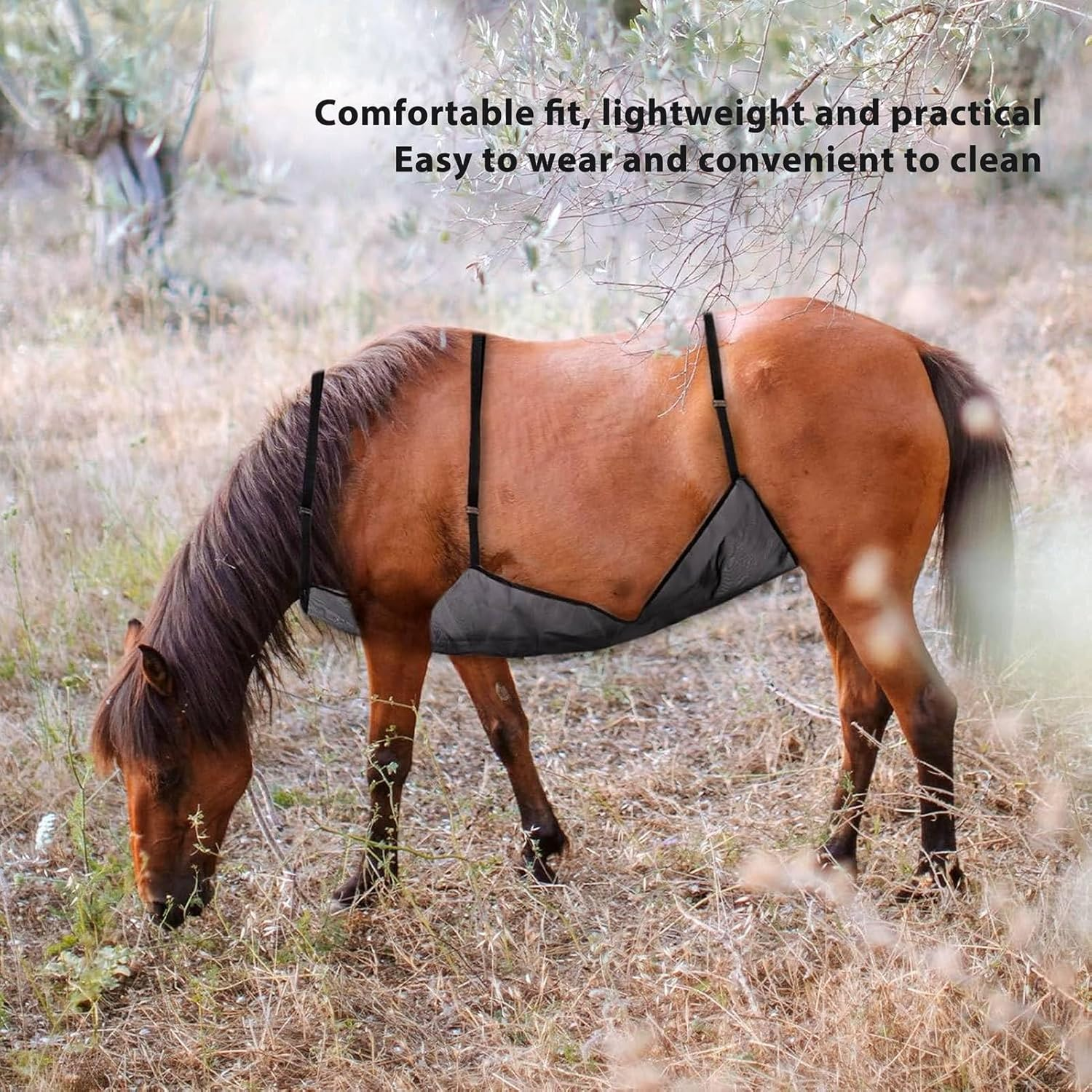 Horse Belly Guard, Horse Ride Lightweight & Breathable Fly Sheet Mesh, Belly Protector with Adjustable Straps for Riding Stable Setting Equine Guard Sheet image number 1