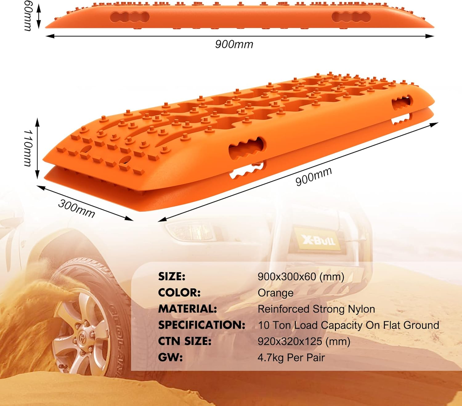 X-BULL Recovery Tracks 4X4 Recovery Boards Offroad 4Wd Tracks 22046LBS/10000KG Stand for Automotive Accessories Tires and Wheels in the Sand Mud Snow(Gen 2.0)