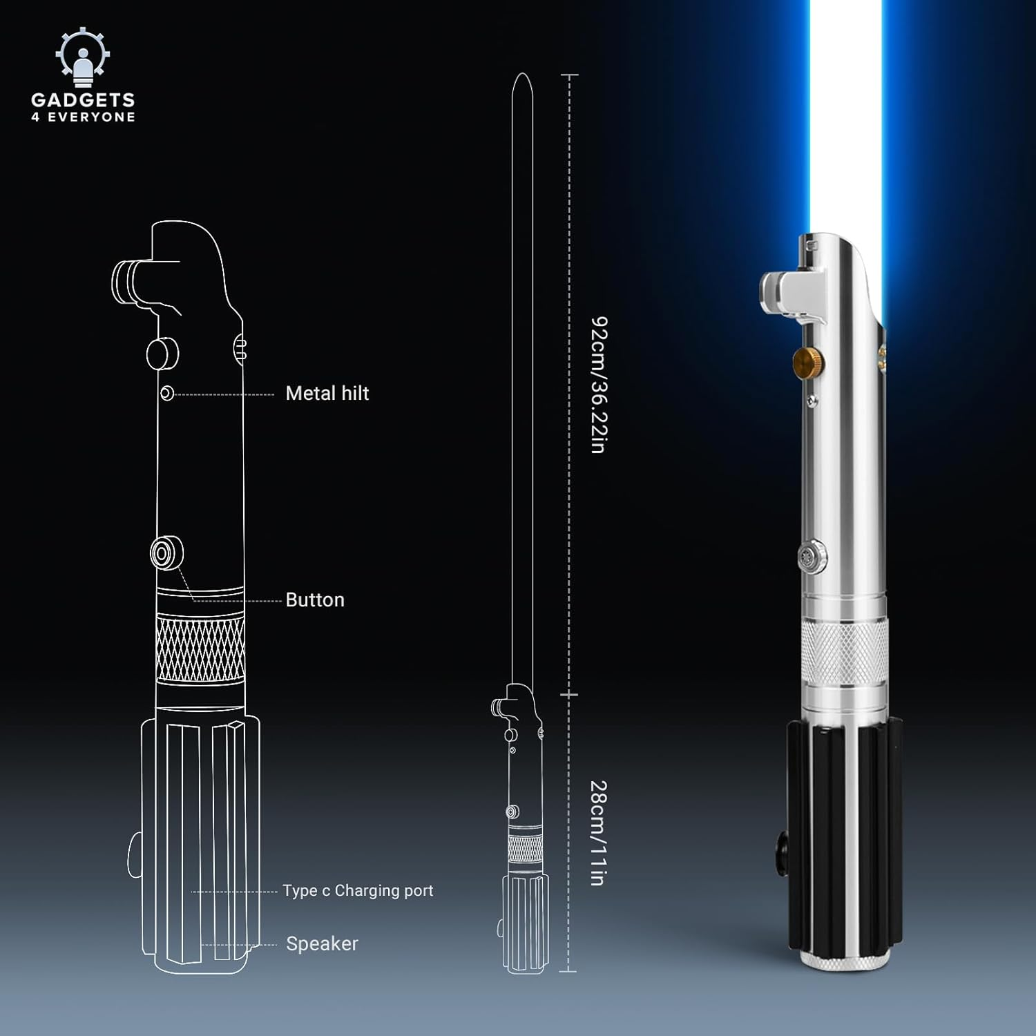 G4E Lightsaber with Bluetooth App, Smooth Swing, 16 Sound Fonts, Infinite RGB Colour Change, Motion Control. Upgraded RGB V3.0. Light Saber for Adults and Cosplay. (Ani RGB (Duelling)) image number 3