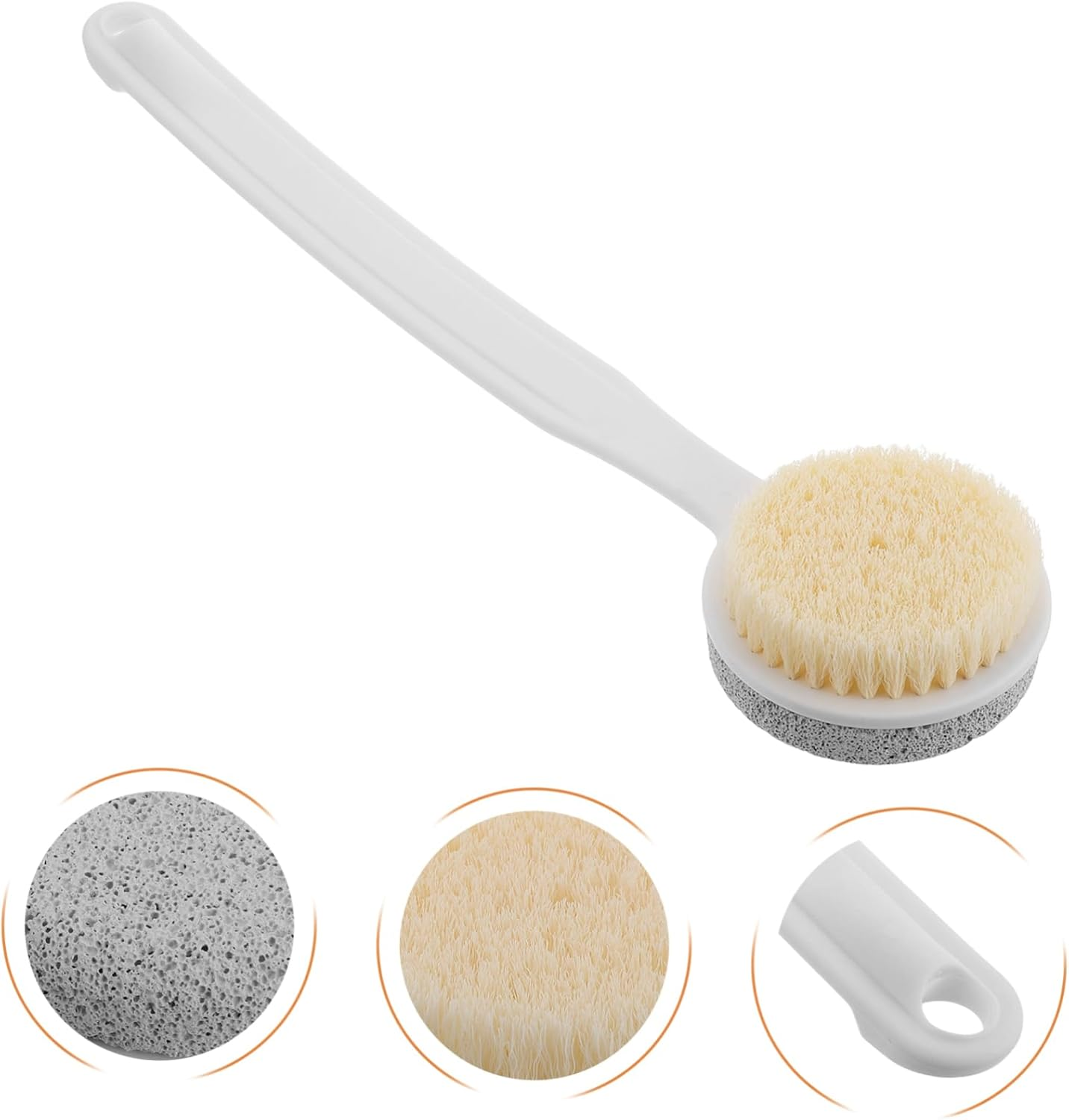 Mikinona Foot Scrubber Exfoliating Pumice Stone Brush Long Handle Callus Remover Foot Care Tool Pedicure Foot File image number 2