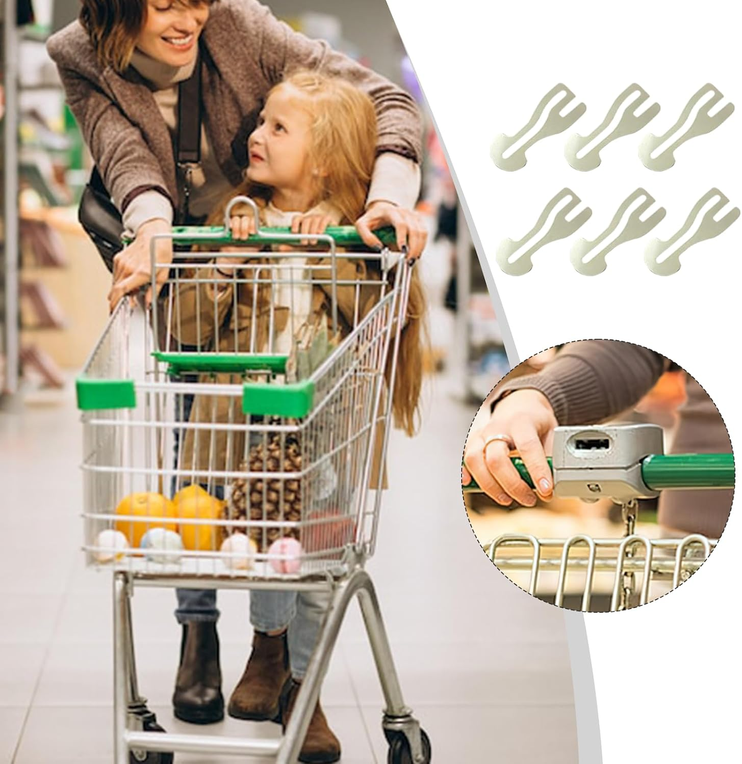 2/4/6 Pcs Aussie Portable Stainless Steel Metal Shopping Trolley Tokens Master Key for Men Women Grocery Shopping Cart Trolleys image number 2