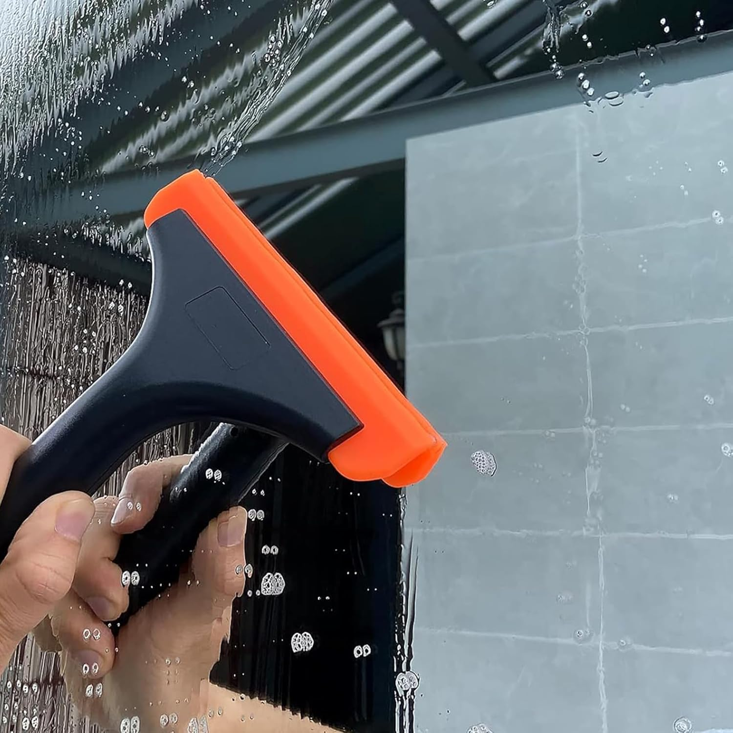 YAZZT Super Flexible Silicone Squeegee, Auto Water Blade, Water Wiper, Shower Squeegee, 5.9'' Blade and 7.5'' Long Handle, for Car Windshield, Window, Mirror, Glass Door