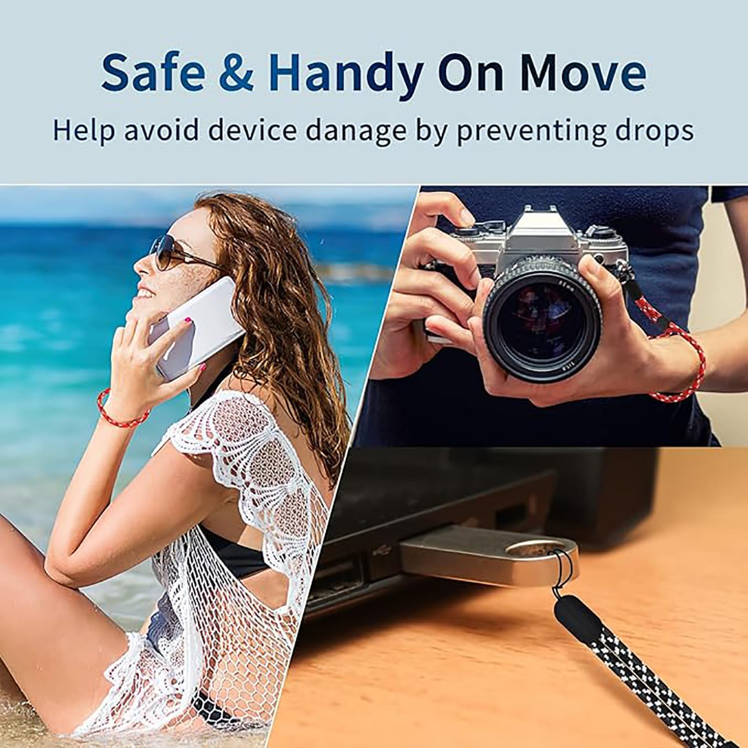 Nylon Hand Wrist Straps, 12 Pack Adjustable Colorful Hand Wrist Strap Lanyard for Wallet, Gopro, Phone, Keys, Keychain, USB Flash Drive, ID Name Tag Badge, Camera (6 Mixed Colors) image number 3