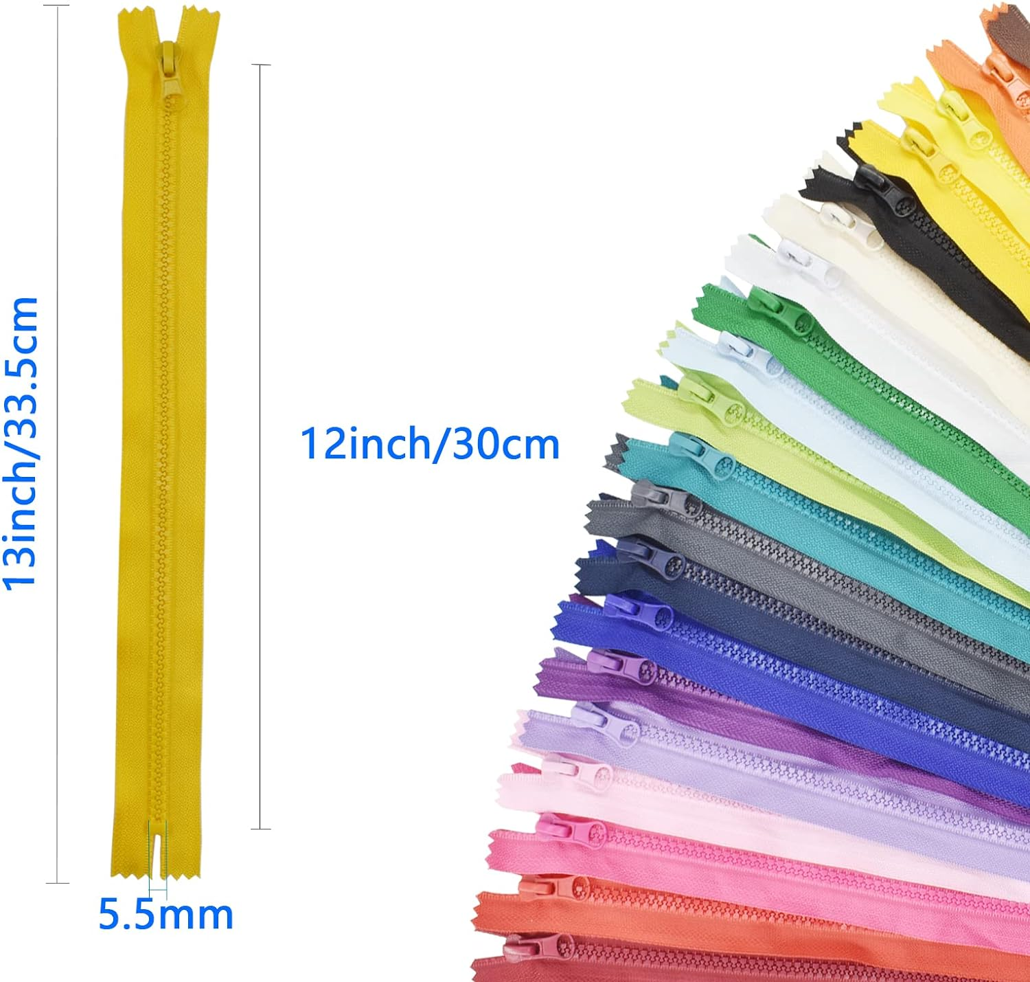 20PCS #5 Resin Non-Separating Zippers Jacket Zippers 20 Colors Mixed Close-End Zippers Molded Plastic Zippers Bulk for Sewing Clothes Purse Bags Garment Home DIY Projects image number 3