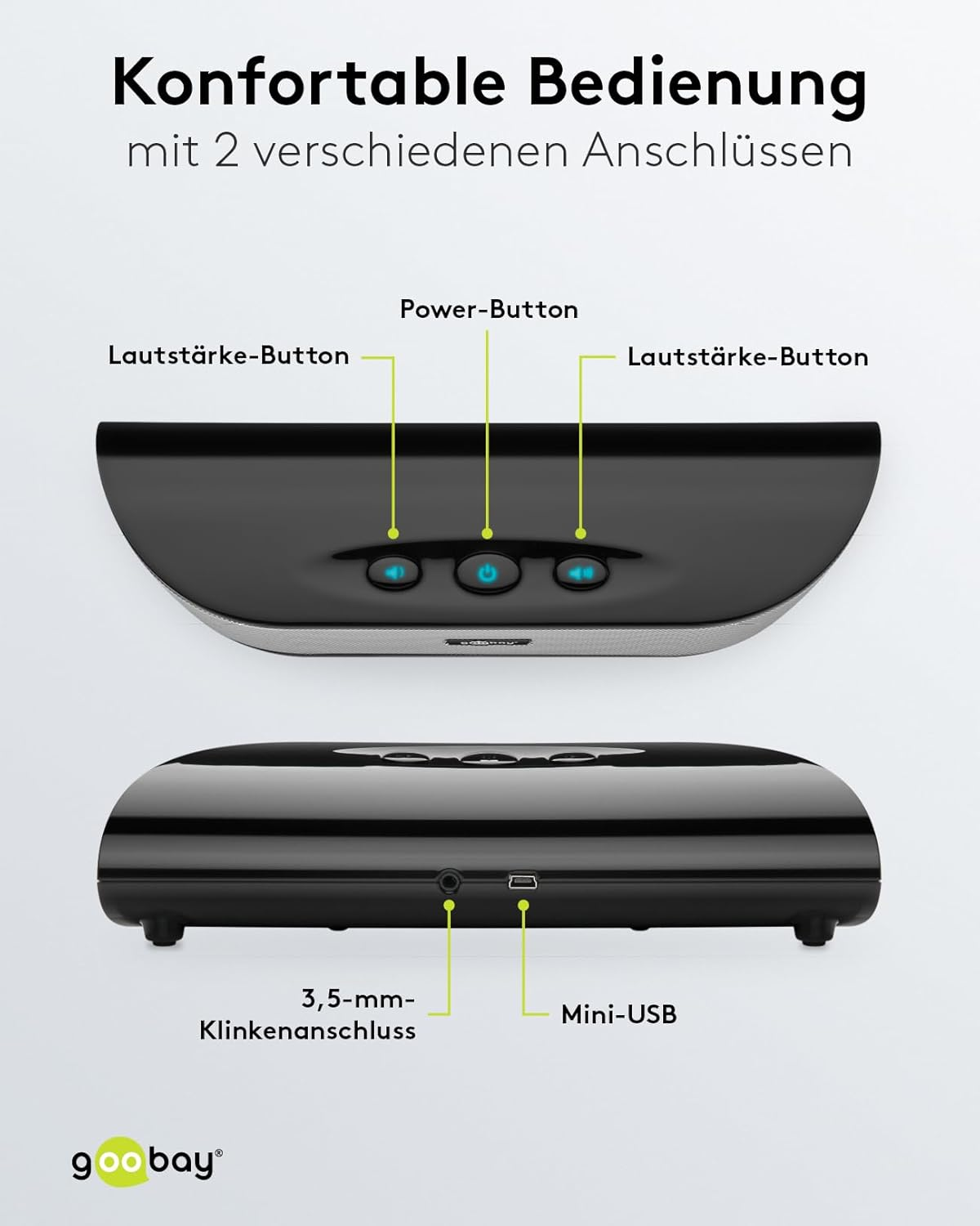 Goobay Portable Mini Stereo Soundbar, Black - White image number 7