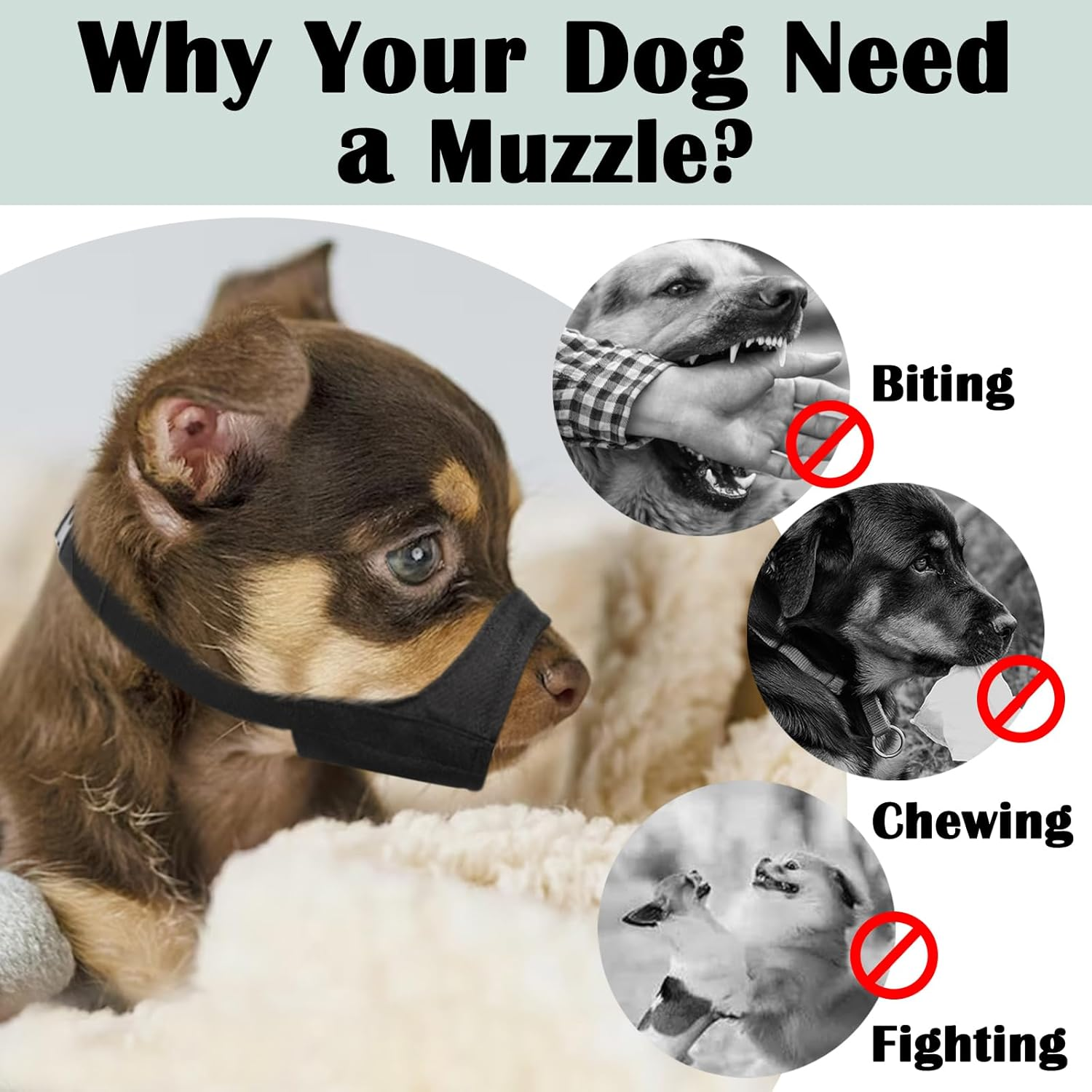 Mayerzon Short Snout Dog Muzzle for Small Medium Large Dog, Soft Muzzle for Chihuahua Shih Tzu American Bulldog for Grooming, Sturdy Oxford Mouth Guard anti Biting Chewing image number 6