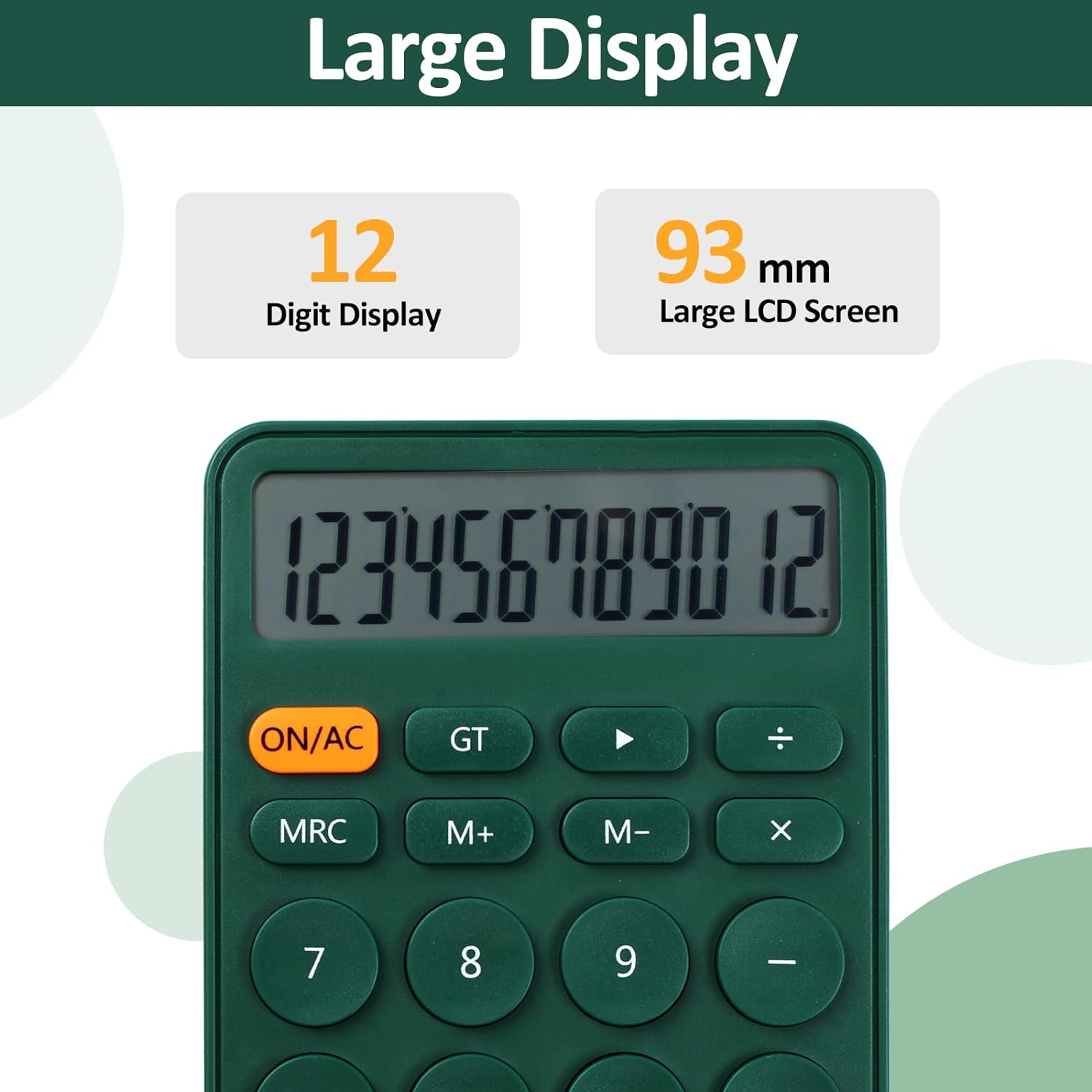 Desktop Calculator 12 Digit, Large Display and Sensitive Button, Standard Calculator with Large LCD Display for Office, Home, School,With Battery(Yellow White) - Orange image number 2