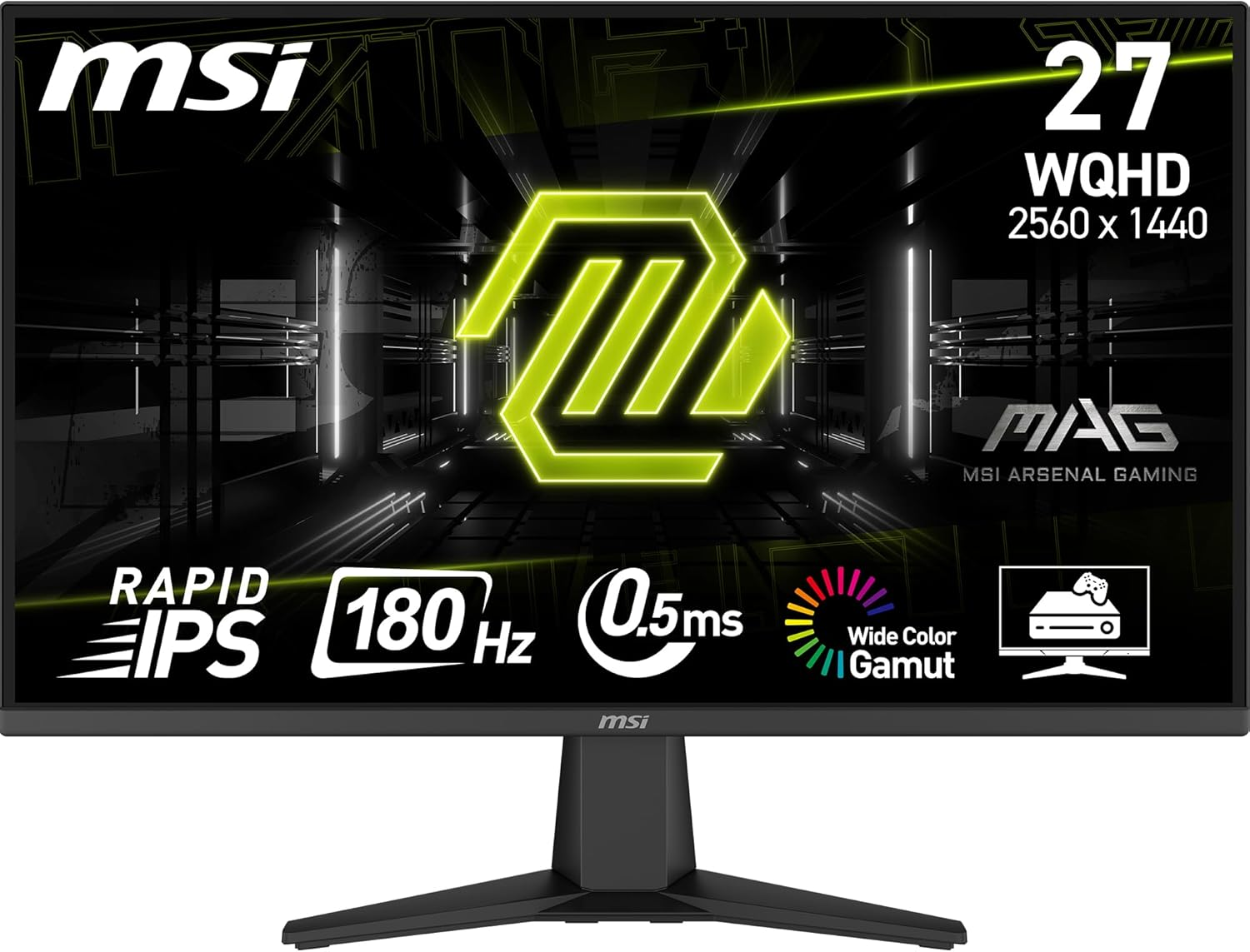 MSI MAG 275QF 27 Inch WQHD Gaming Monitor - 2560 X 1440 Rapid IPS Panel, 180 Hz / 0.5Ms (Gtg, Min.),101% Srgb Colour Gamut, Frameless Design, HDR Ready - Displayport 1.4, HDMI&trade; 2.0B(Wqhd@144Hz)