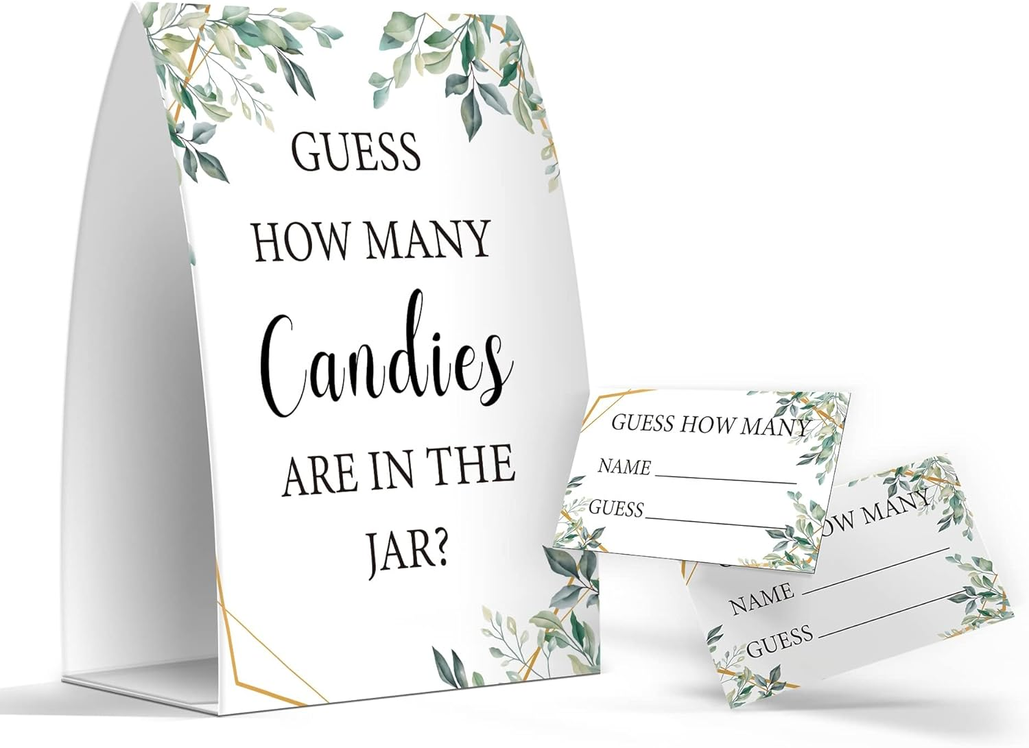 Pazag Guess How Many Gummy Bears Are in the Jar, Honey Bee Baby Shower Games, Honey Bee Theme Baby Shower - One Sign and 50 Cards (GES14)