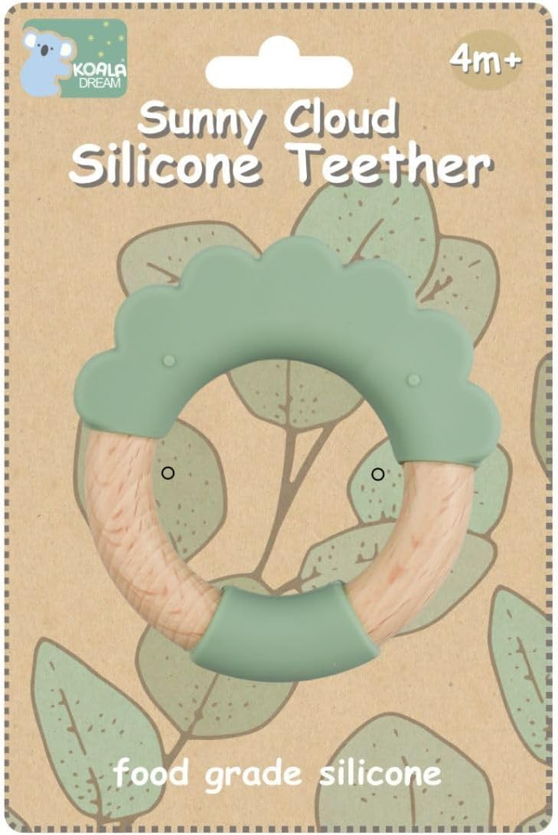 Koala Dream - CA3021A Silicone TEETHER Cloud Green - Natural Timber and Bpa-Free Silicone