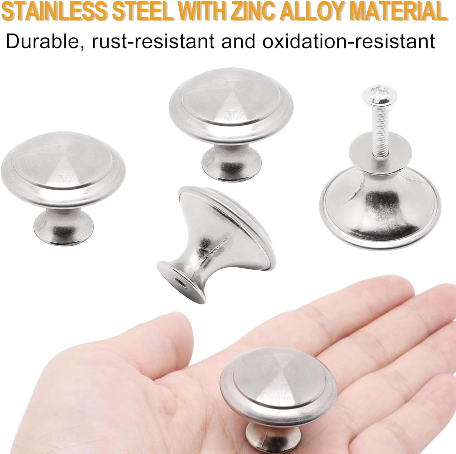 IONPSHG Cabinet Door Knobs, Stainless Steel Brushed Pull Handle,20Pcs round Mushroom Shape 30Mm with Screws for Kitchen Bathroom Bedroom, Silver Door Hardware image number 6