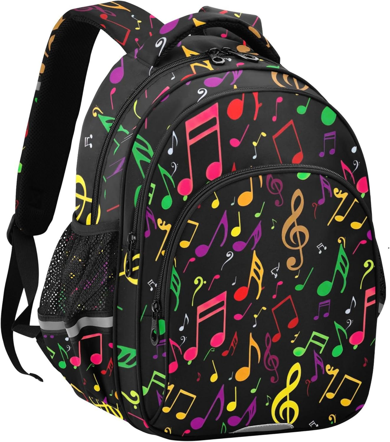 Joisal Backpacks Colorful Music Notes Symbols Black Kids Backpacks Daypack School Supplies Preschool Book Bag Colorful image number 2