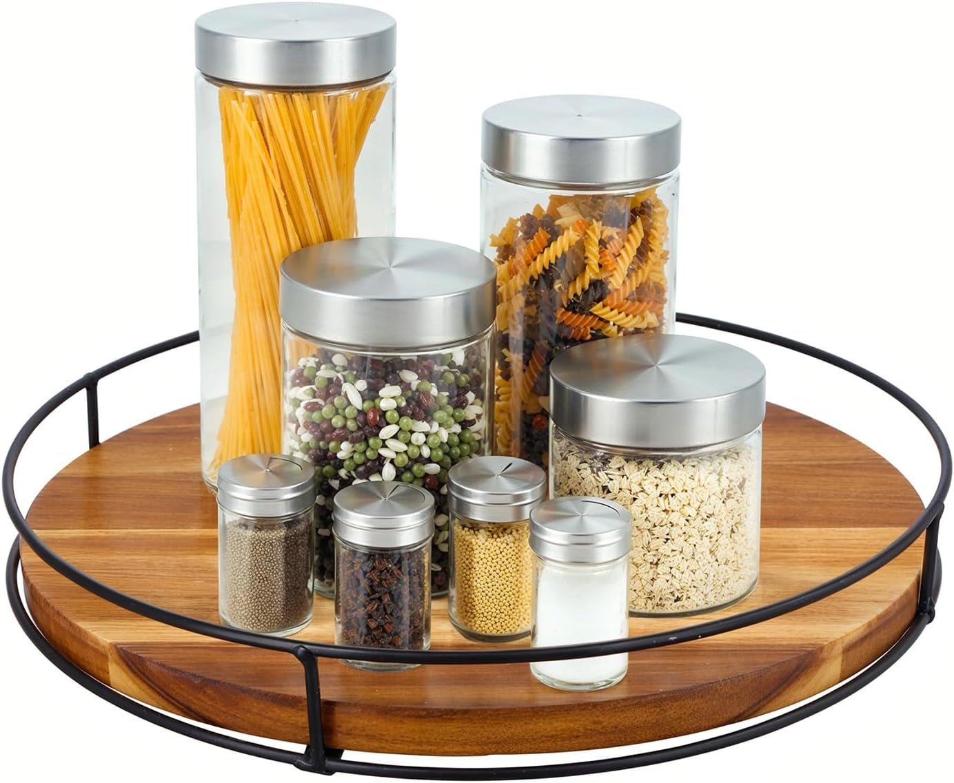 Large Turntable Spice Rack, 30Cm, Non-Slip, 360&deg; Rotating Wood Pantry Cupboard Organiser, round Display Tray, Kitchen Storage Organisation for Bathroom Countertop Cabinet Fridge Table image number 2