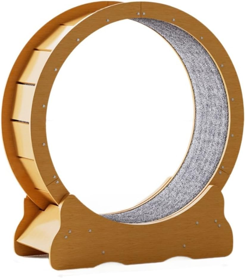 AIMALL Advanced Cat Treadmill: High-Quality Wooden Fitness Wheel with Silent Roller & Anti-Clip Features for Active Cats, Measuring 37X34.25 Inches image number 2