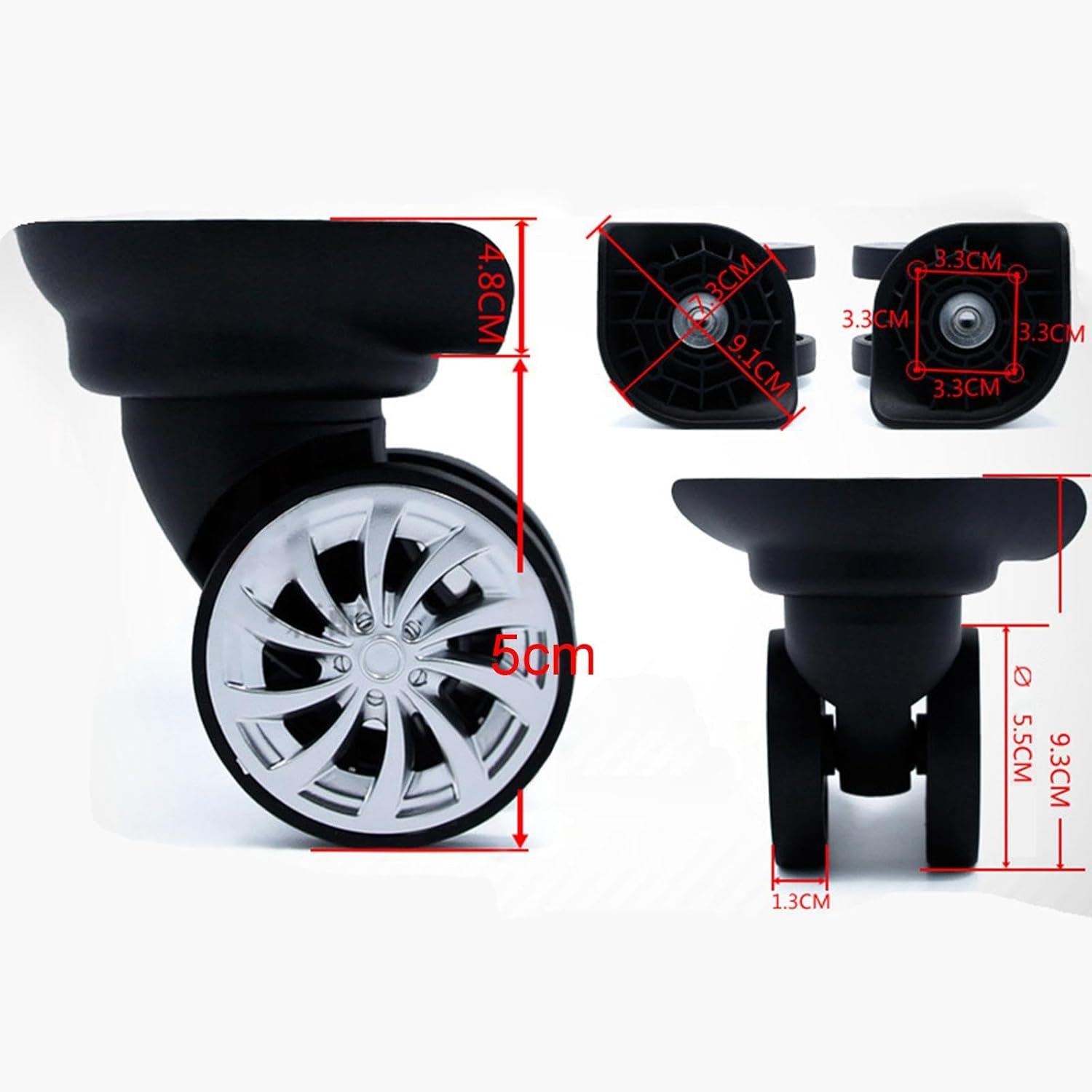 Ronyme 4X Suitcase Caster Wheels Replacement Luggage Suitcase Wheels,Flexible Luggage Accessories, Swivel Wheels Replacement image number 3